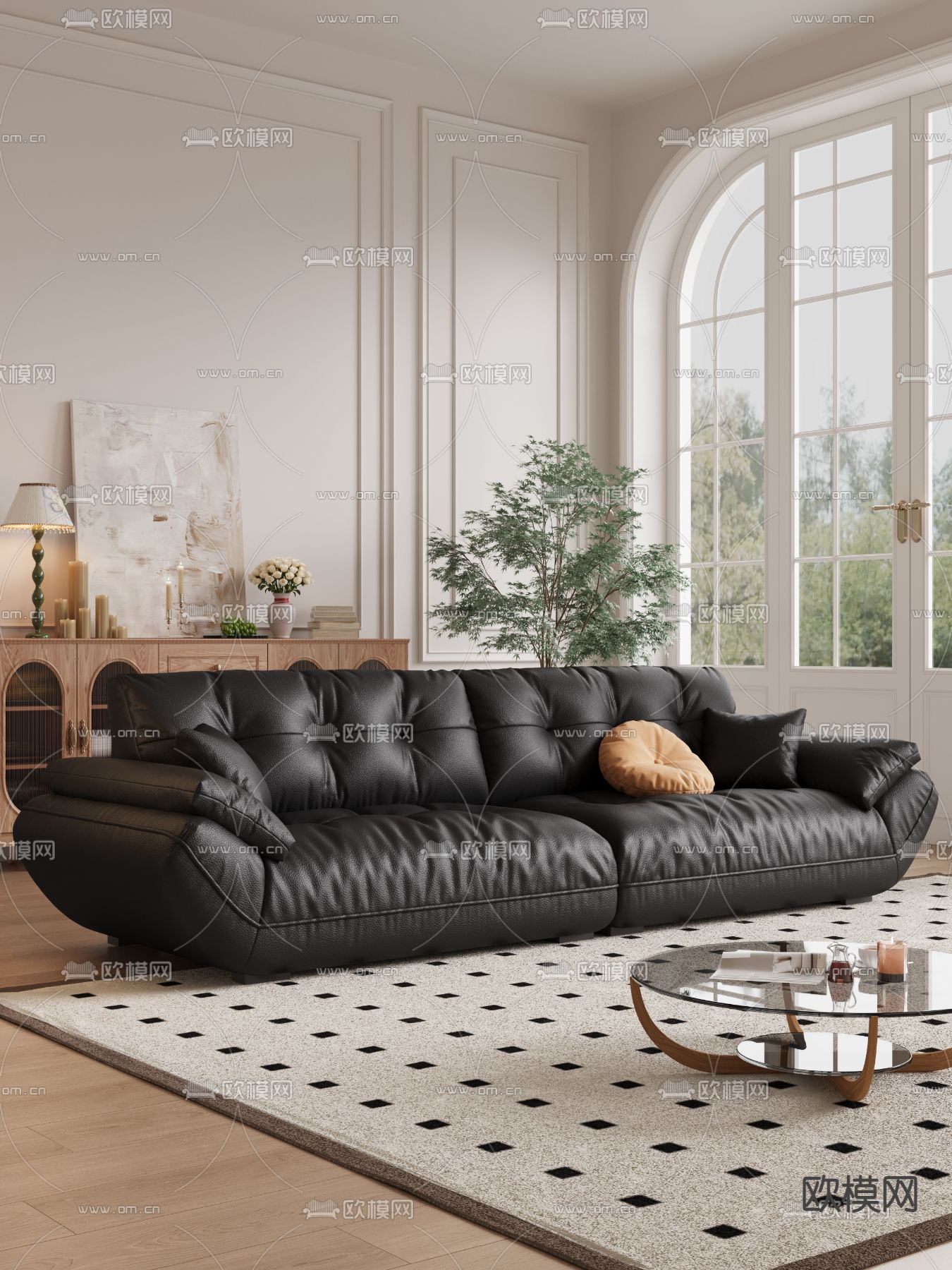 皮革沙发 双人沙发3d模型下载