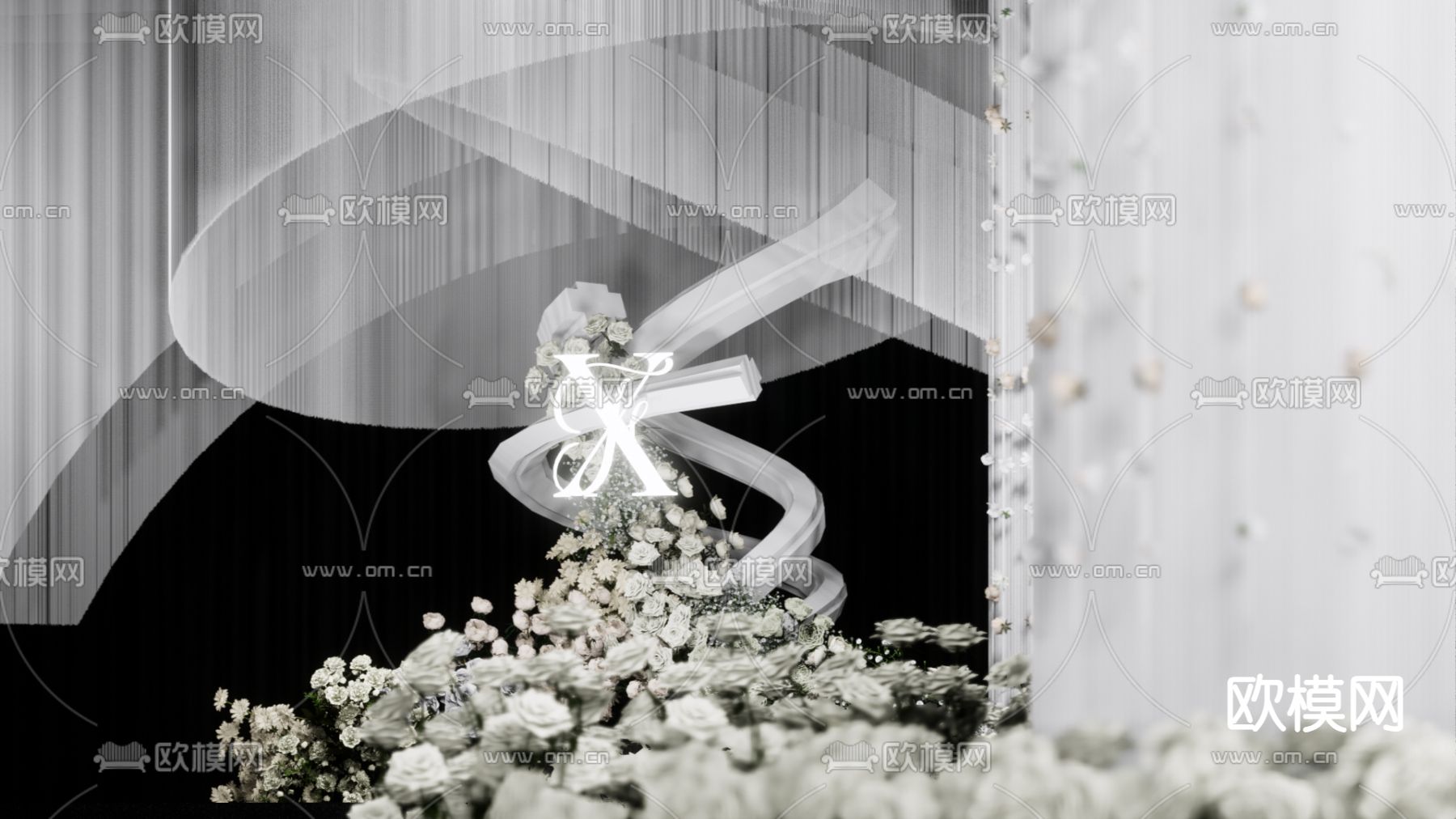 婚礼场景su模型下载（渲染图2）