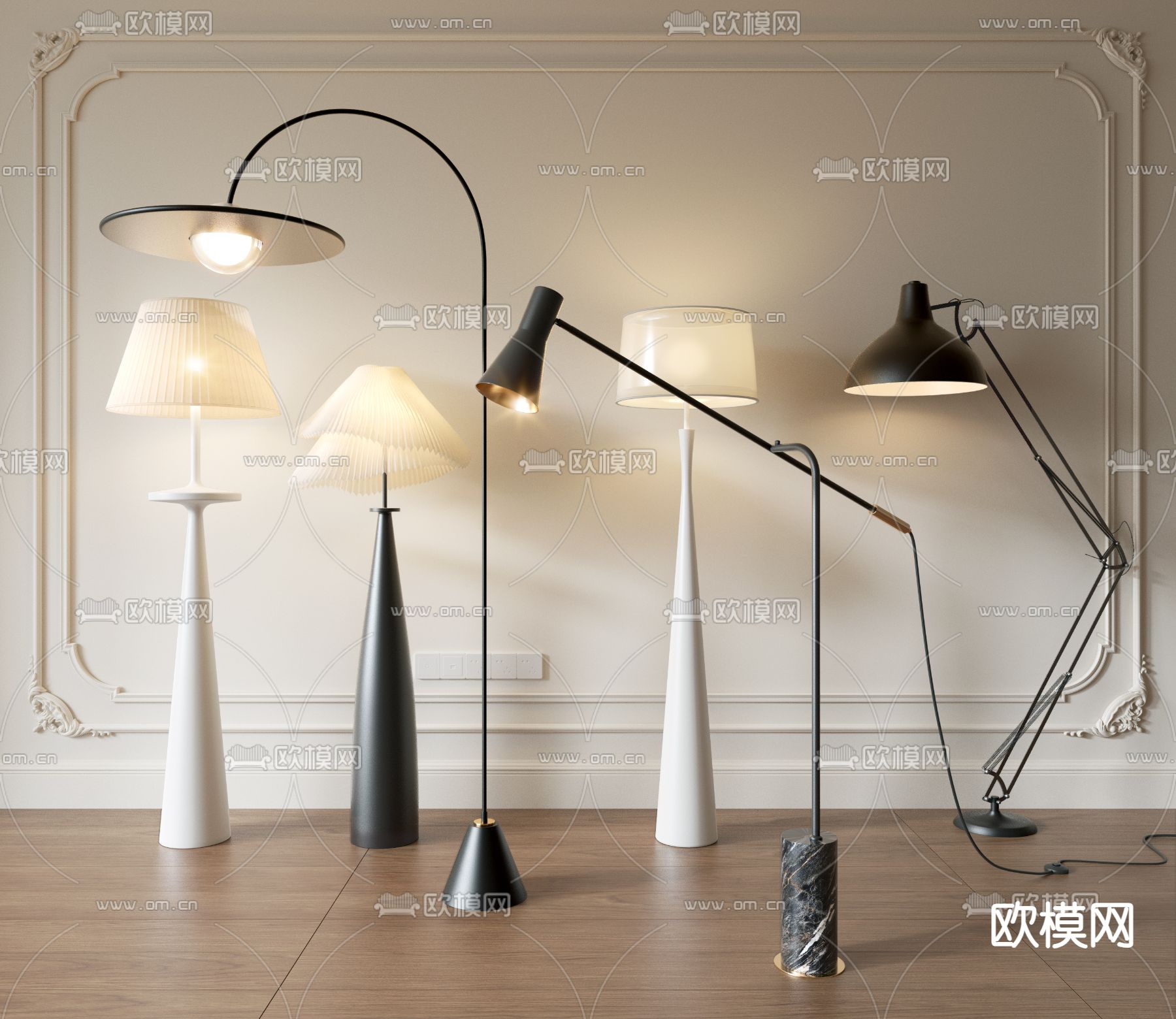 现代落地灯3d模型下载