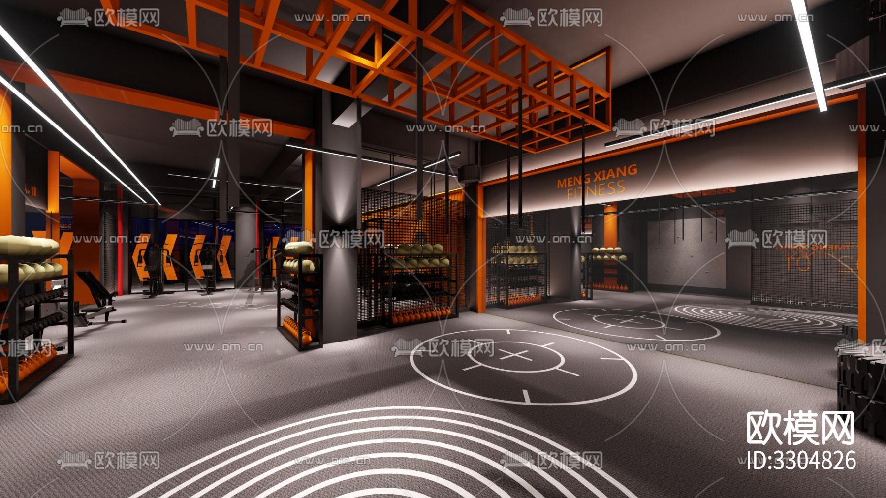 健身房CAD施工图下载（渲染图1）