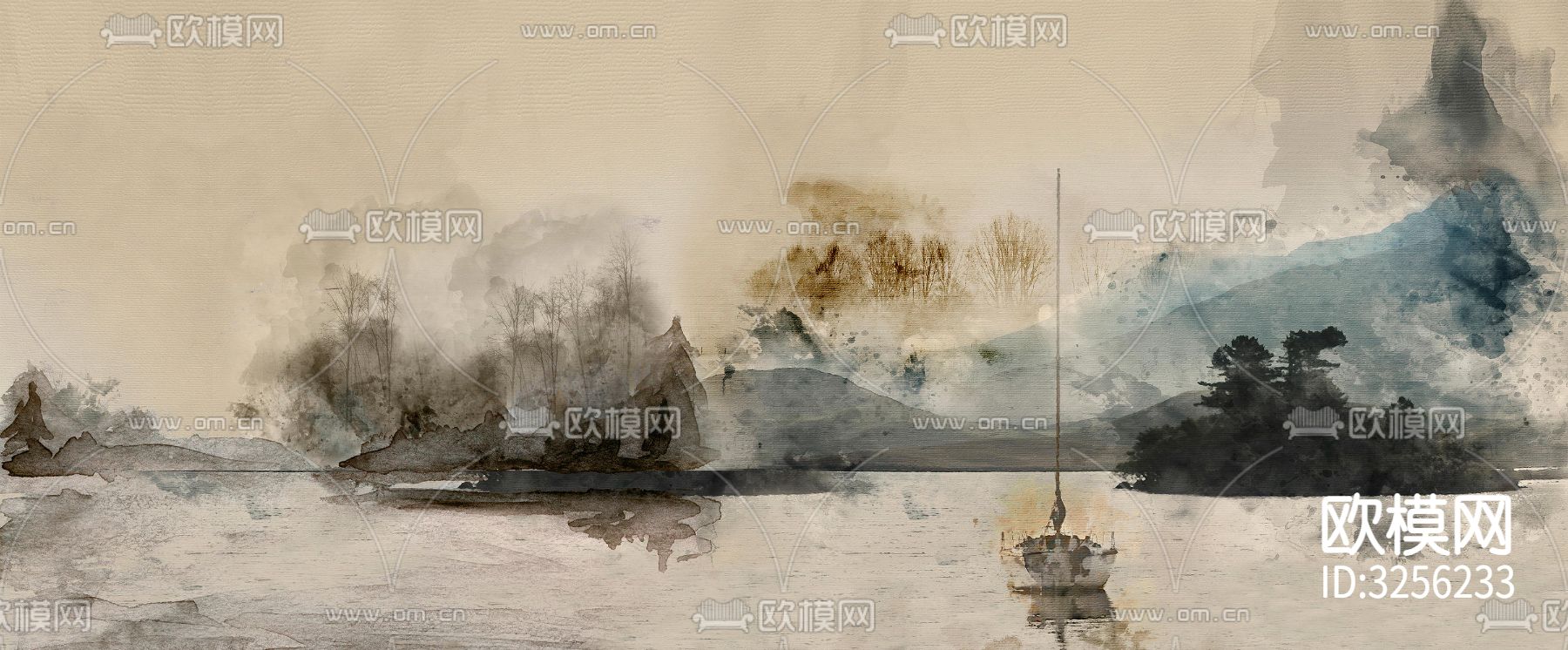 水墨画挂画贴图下载