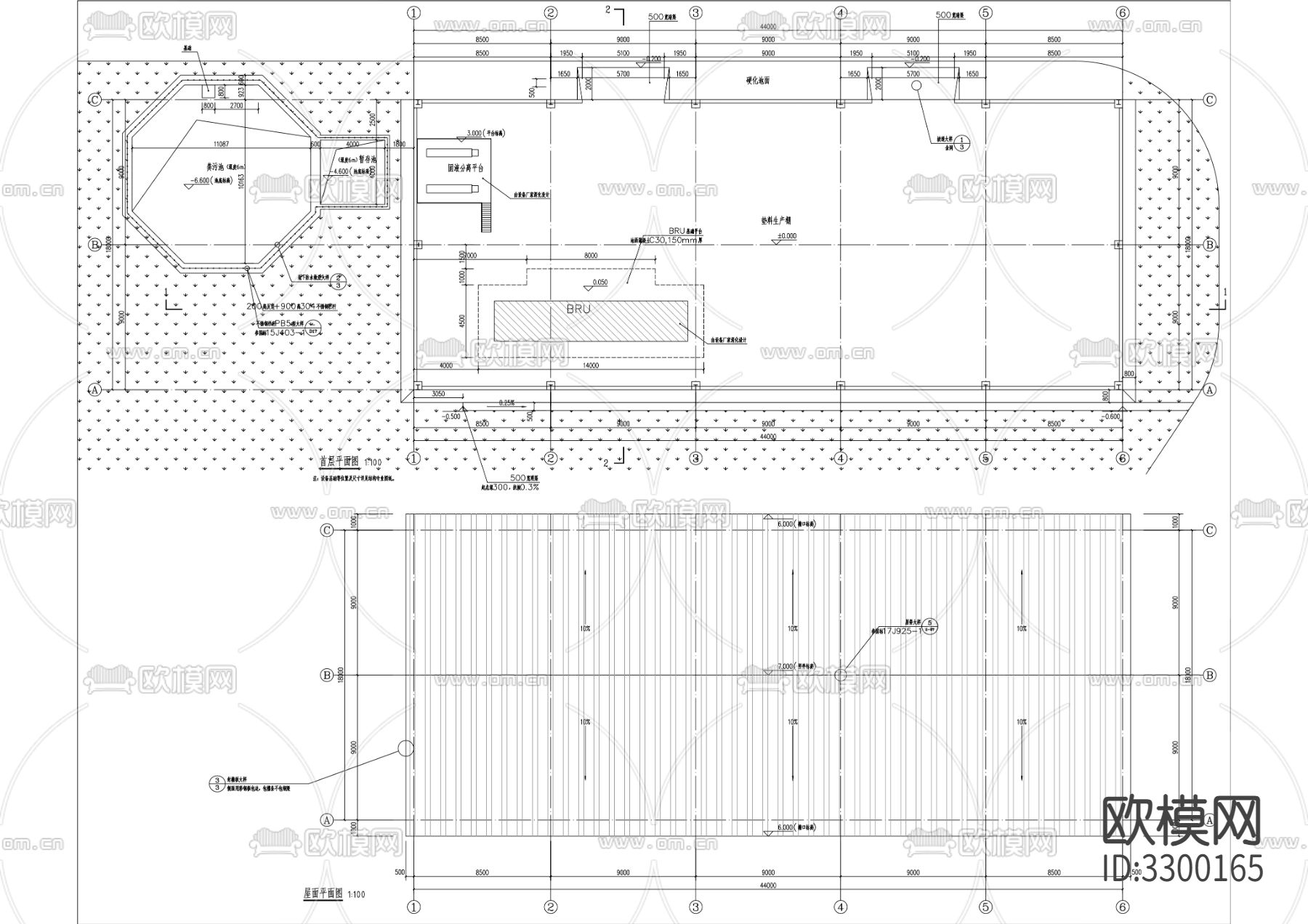 牛场改扩建项目建筑cad施工图下载（渲染图2）