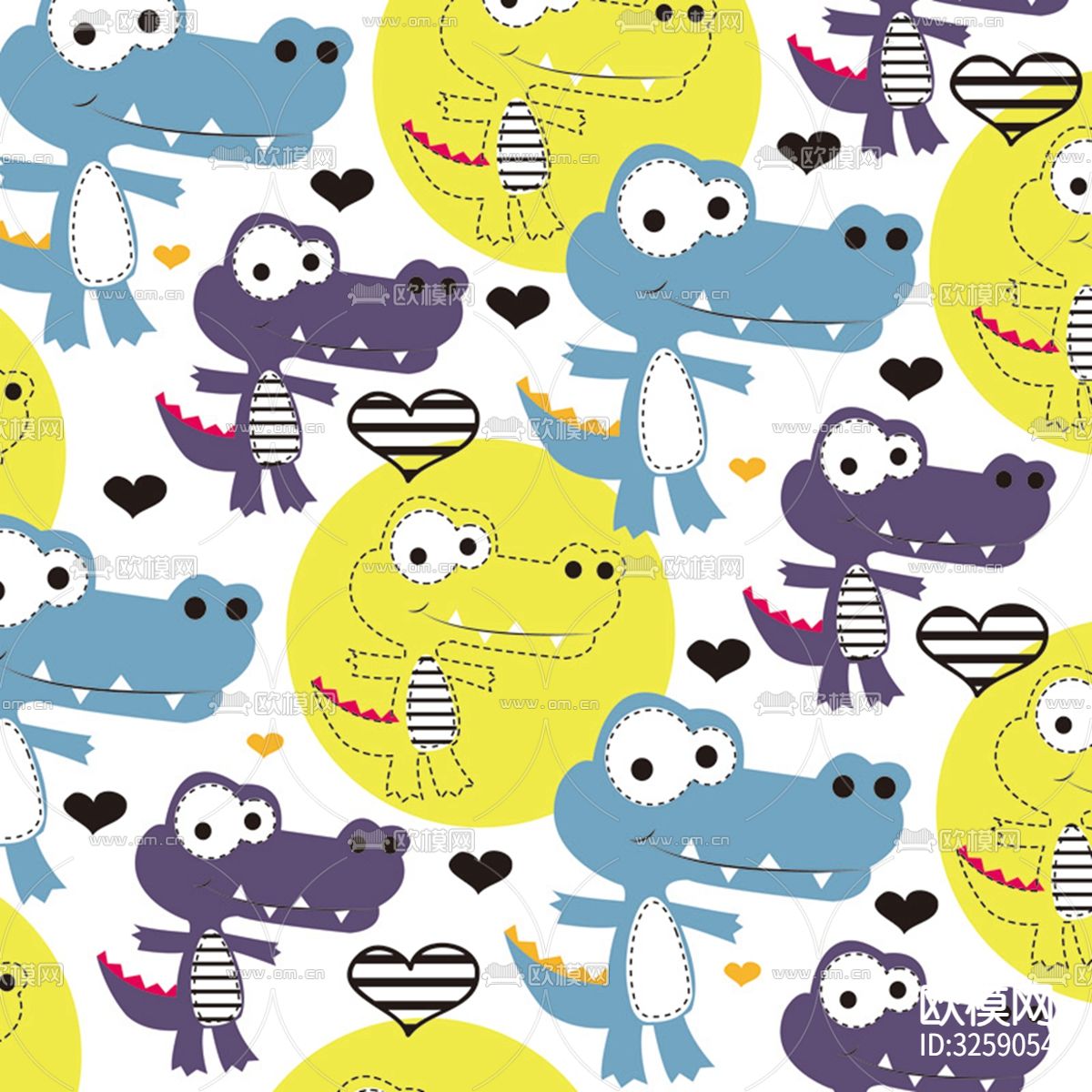 儿童房卡通壁纸贴图下载（渲染图1）