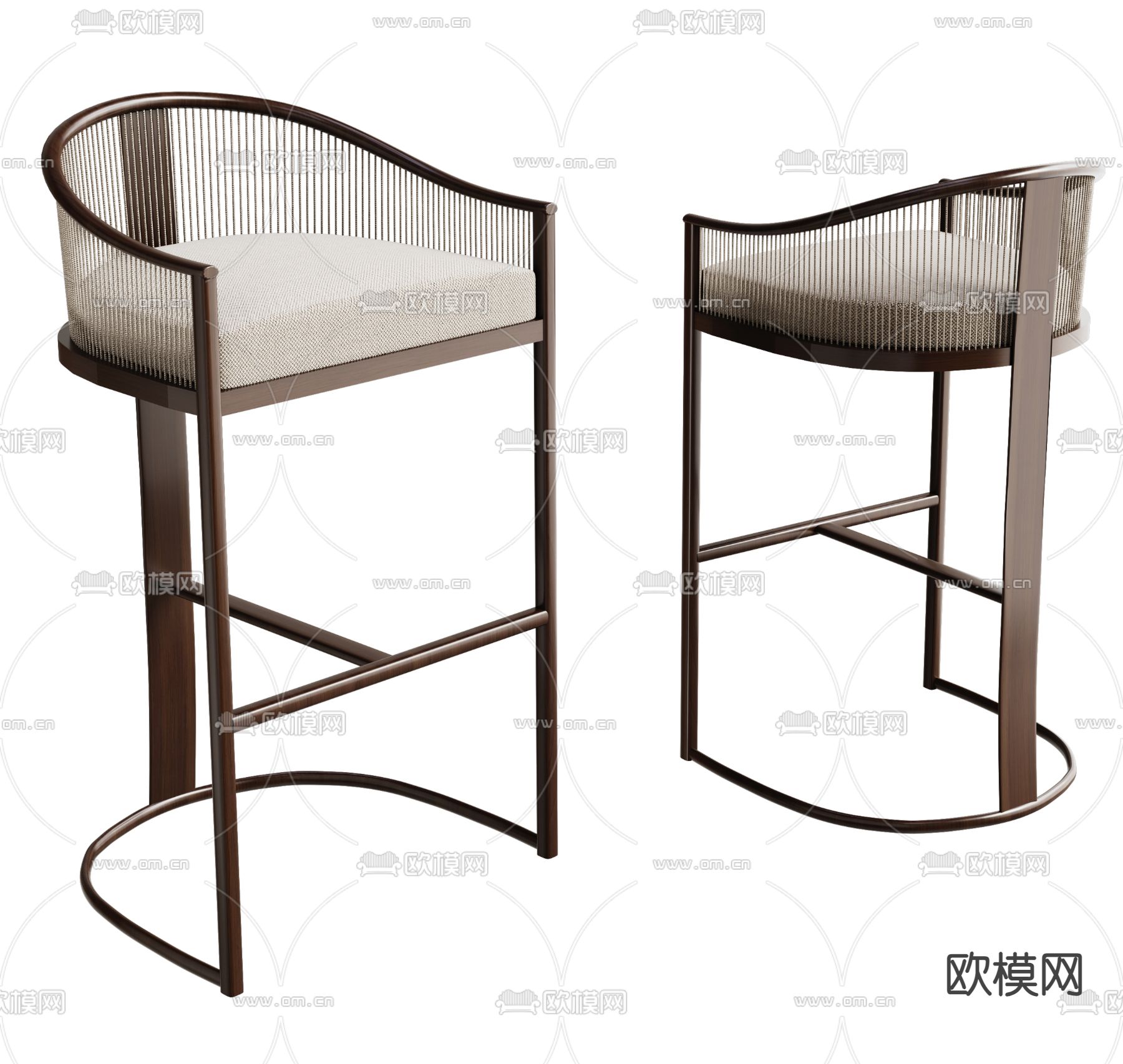 新中式吧椅 吧凳su模型下载（渲染图2）