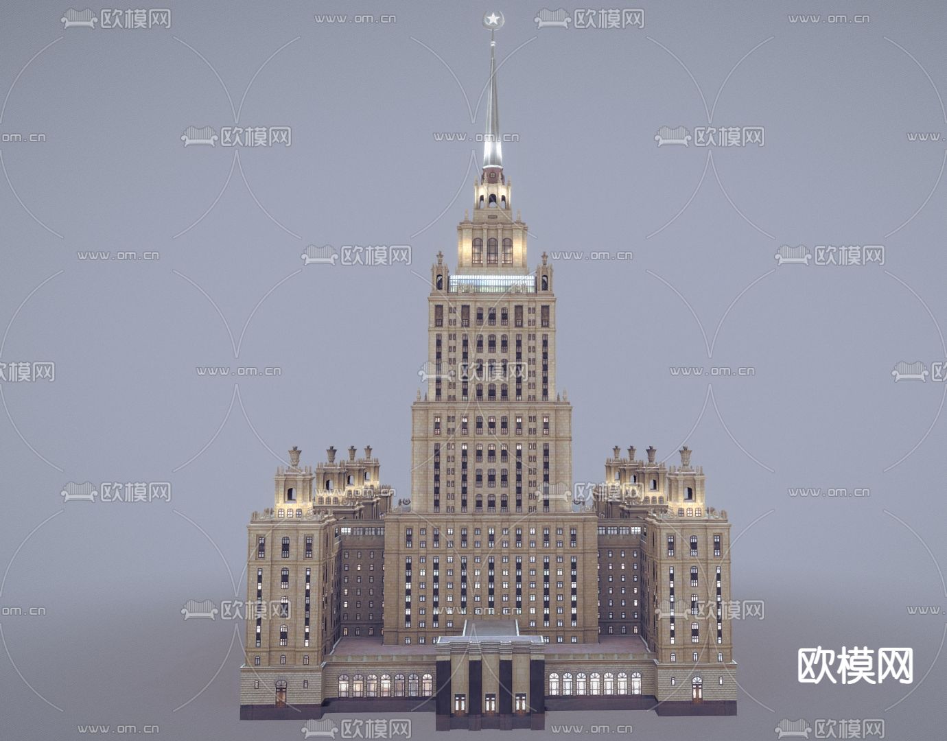 丽笙皇家酒店 单体建筑3d模型下载（渲染图1）