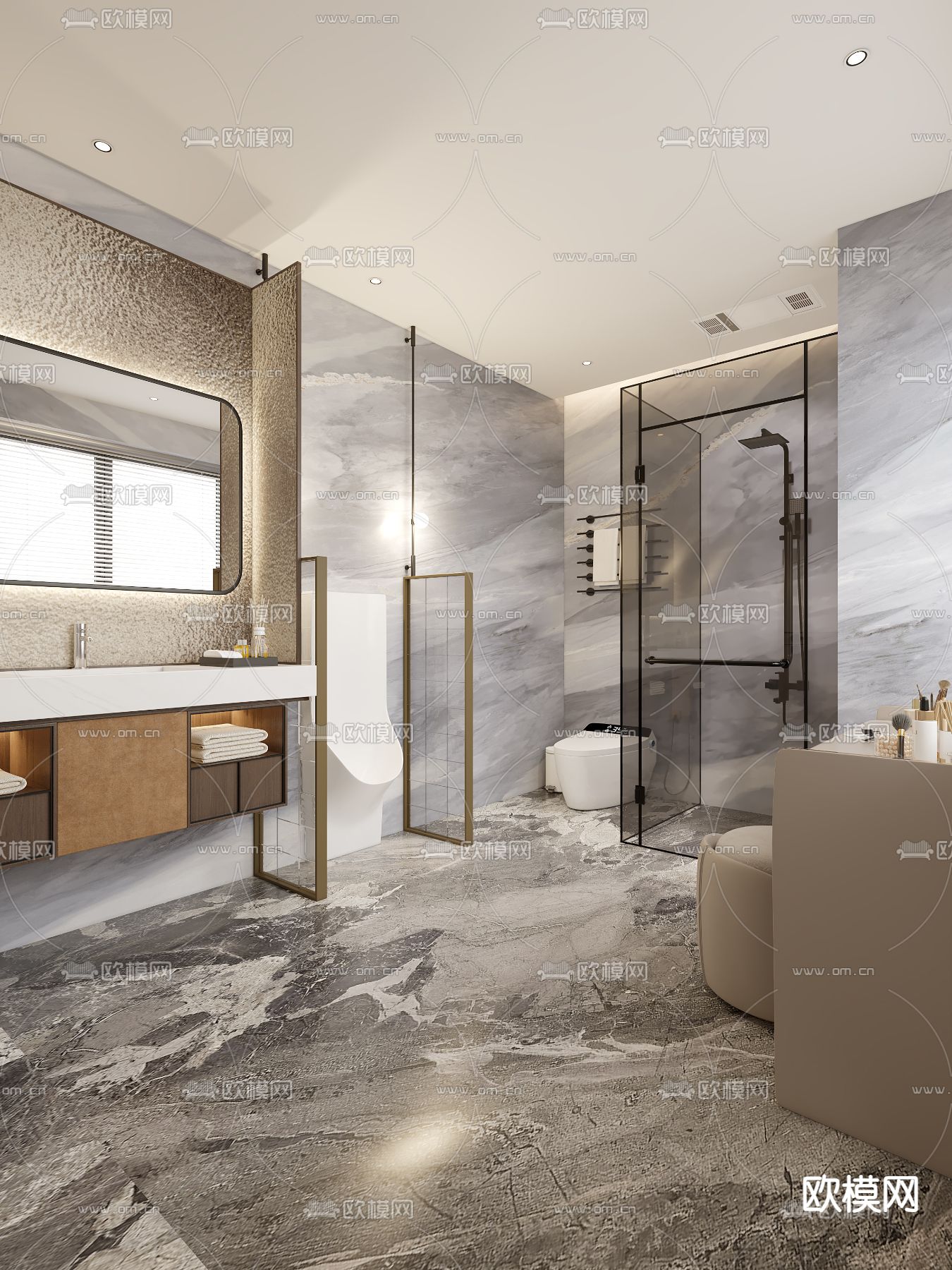 轻奢卫生间 浴室3d模型下载