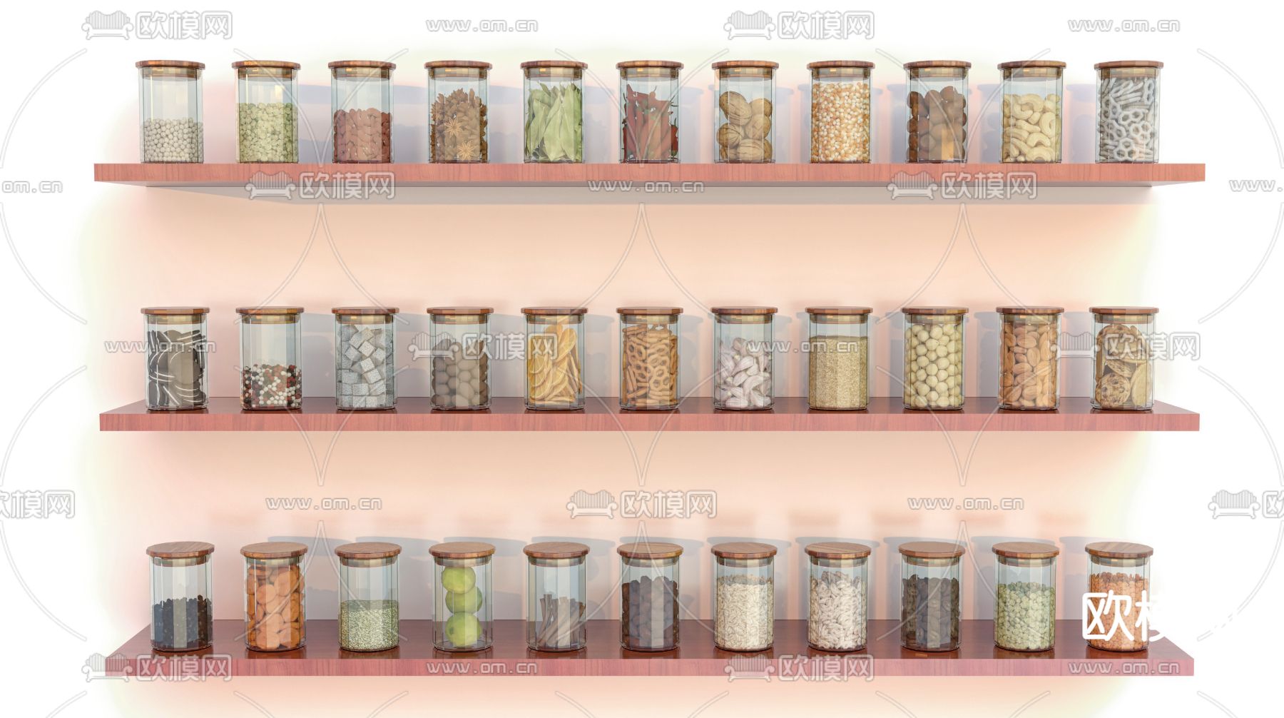 厨房用品 密封罐 储藏罐 调味品3d模型下载