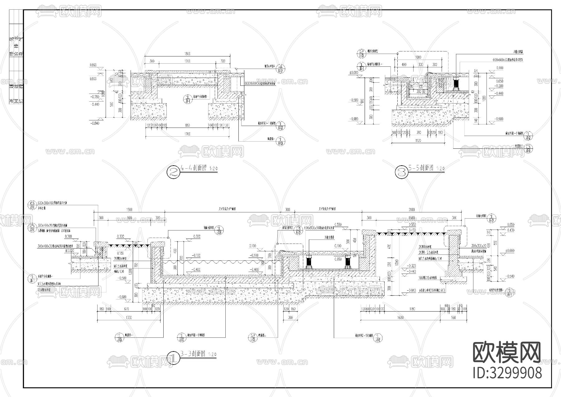 跌水景墙cad施工图下载（渲染图5）