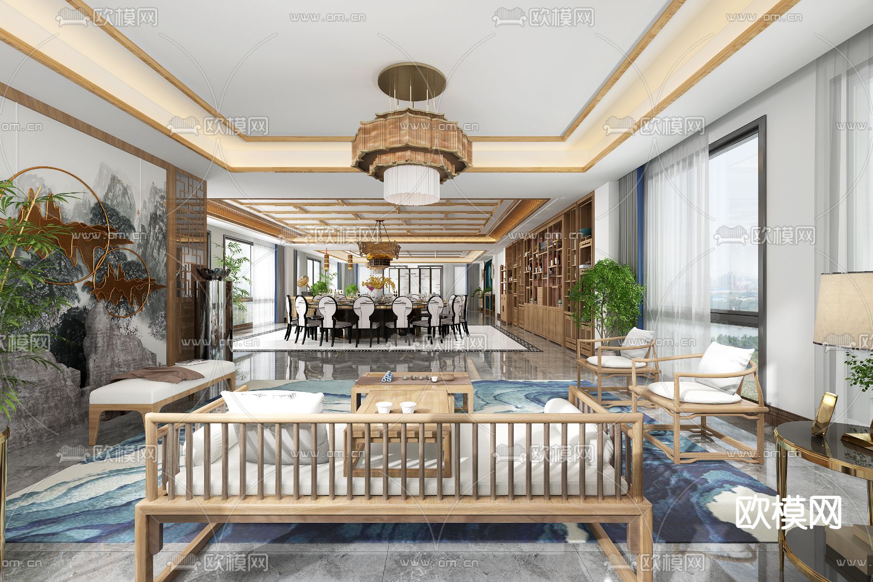 中餐厅包厢 酒楼包房3d模型下载（渲染图1）