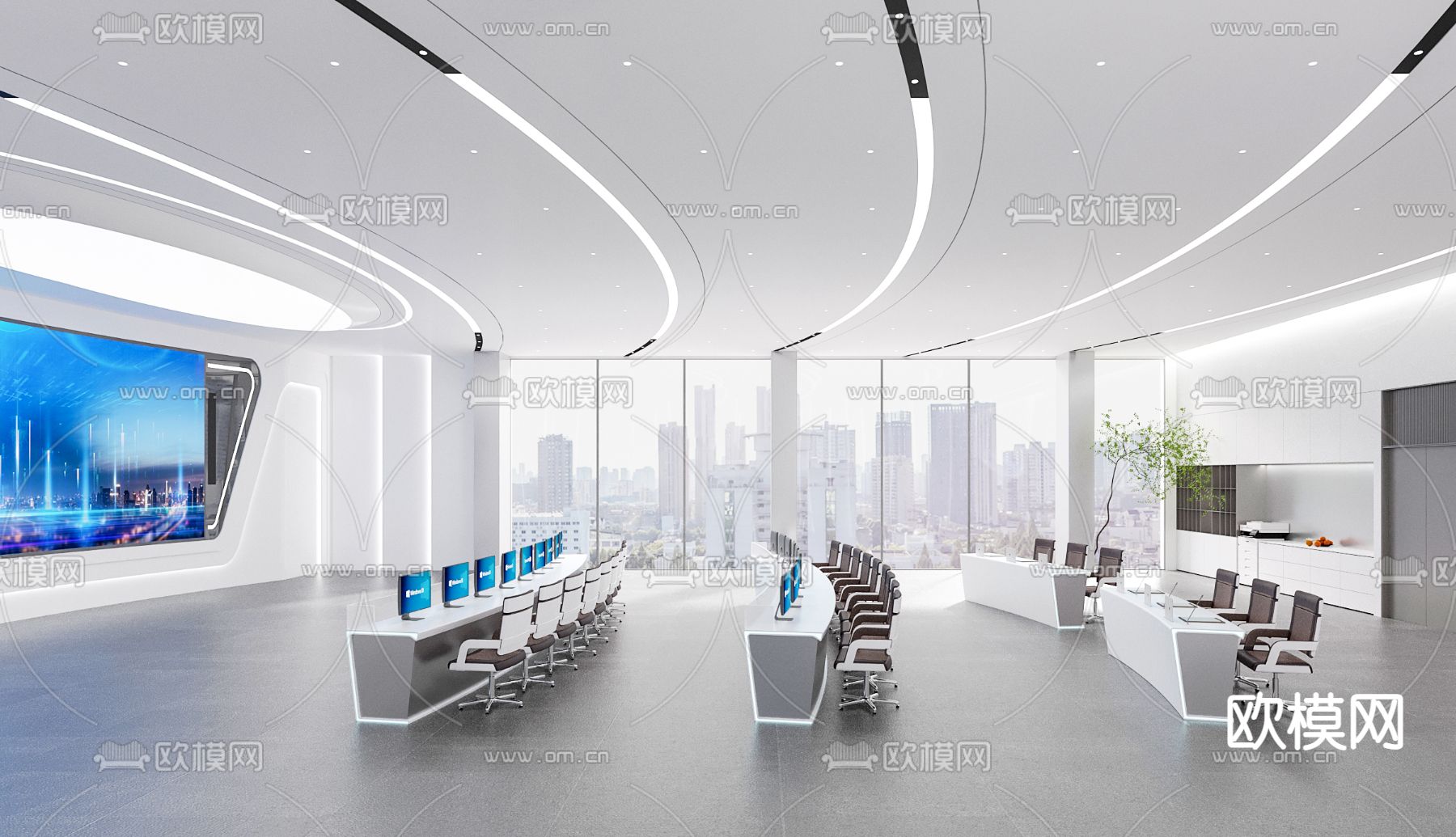 现代 指挥室 控制室3d模型下载（渲染图2）