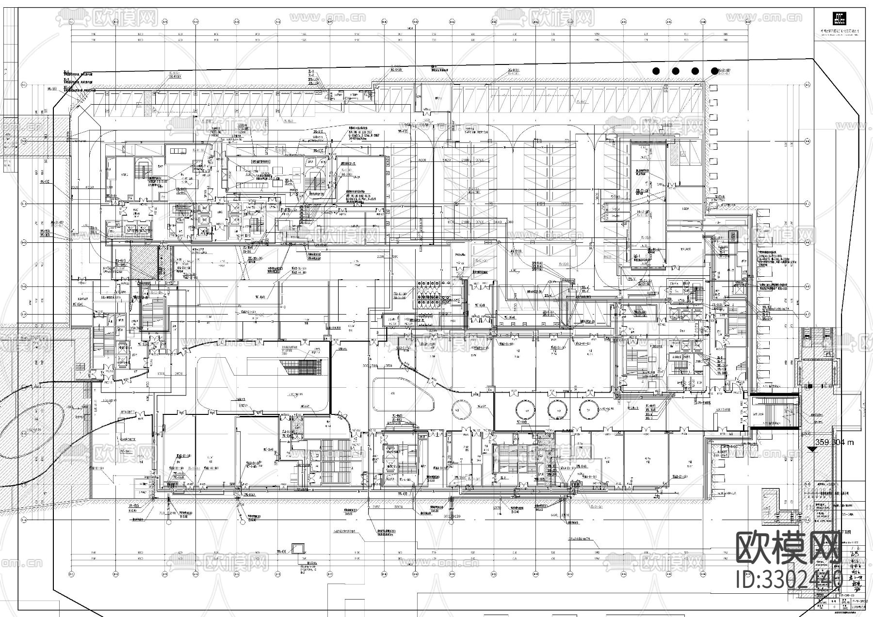 高层公建给排水cad施工图下载（渲染图3）
