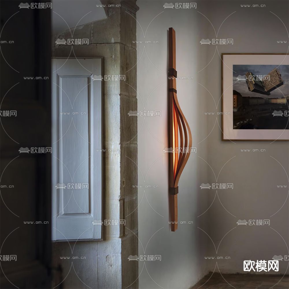 LZF 极简壁灯3d模型下载（渲染图2）