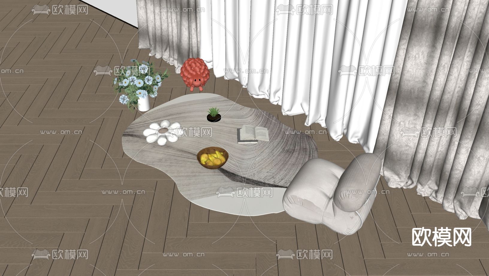 现代地毯su模型下载（渲染图1）