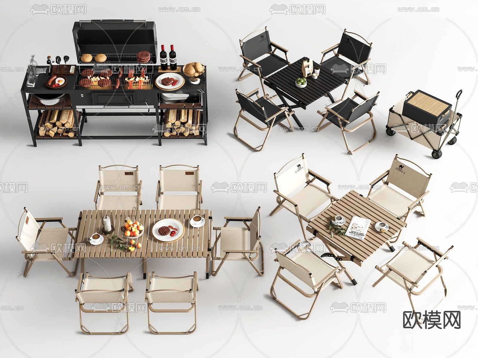 现代 户外桌椅3d模型下载