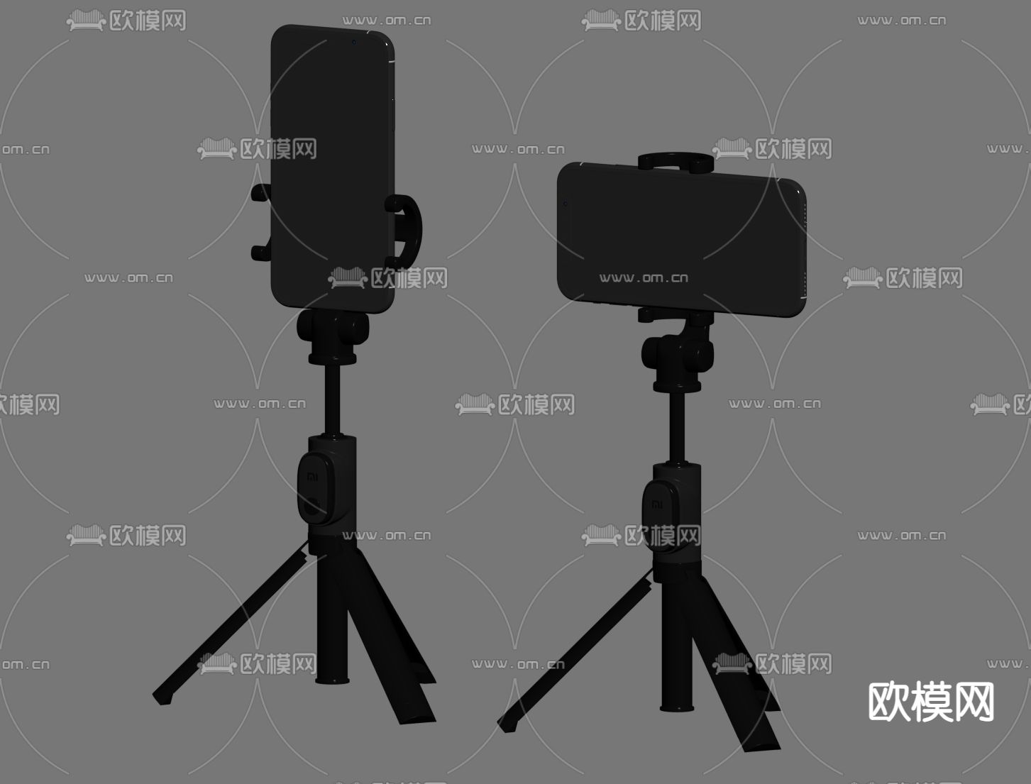 现代立式手机架 直播架su模型下载（渲染图1）