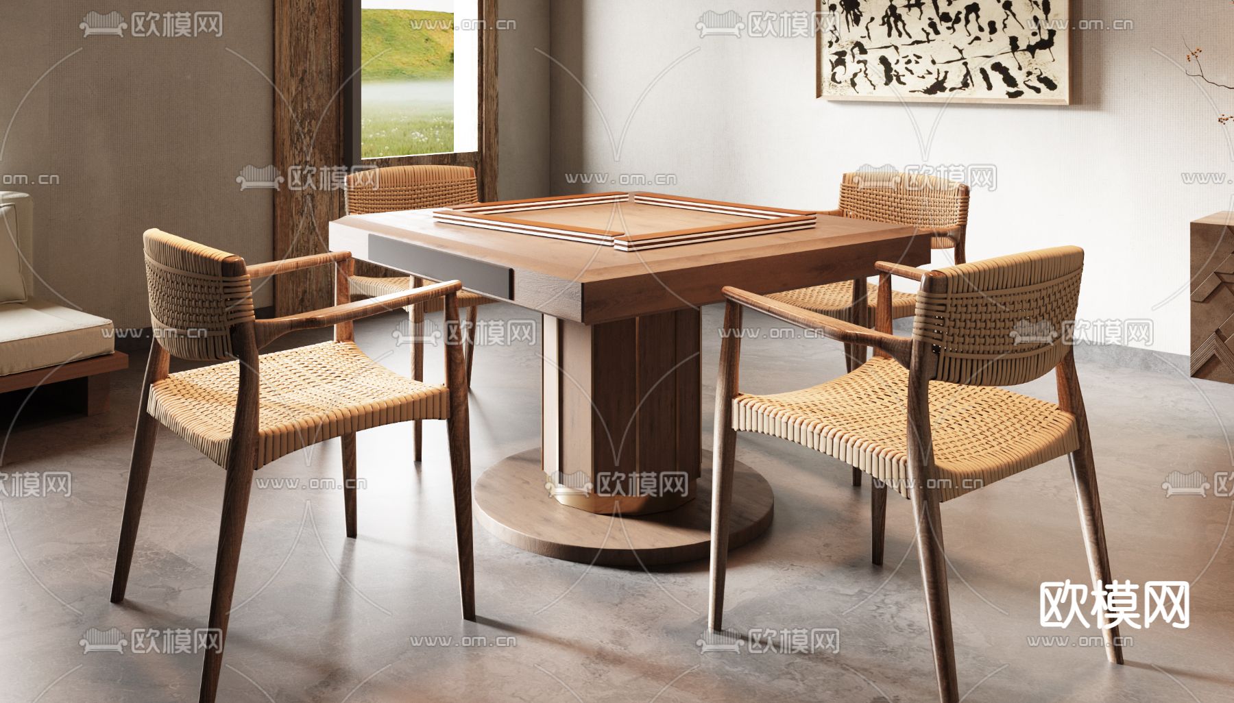 侘寂棋牌室su模型下载（渲染图3）