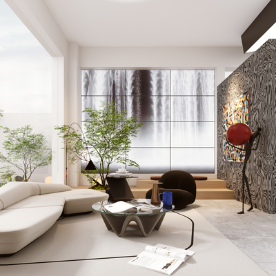  现代美发店su模型 