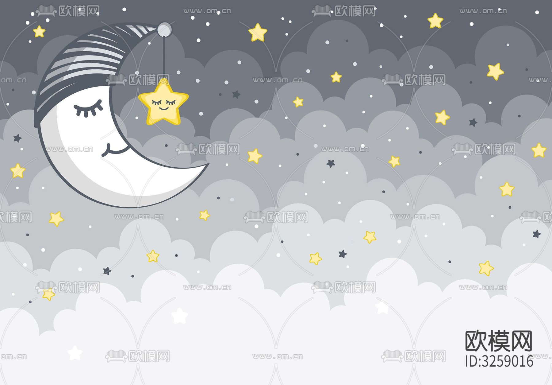 儿童房卡通壁纸贴图下载（渲染图7）