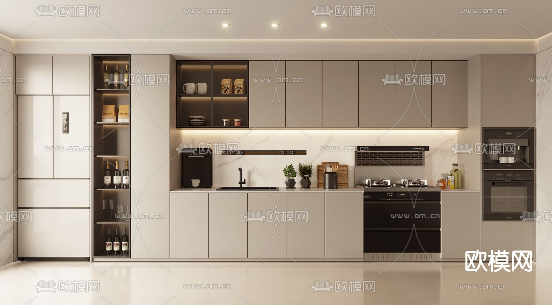 现代橱柜3d模型下载