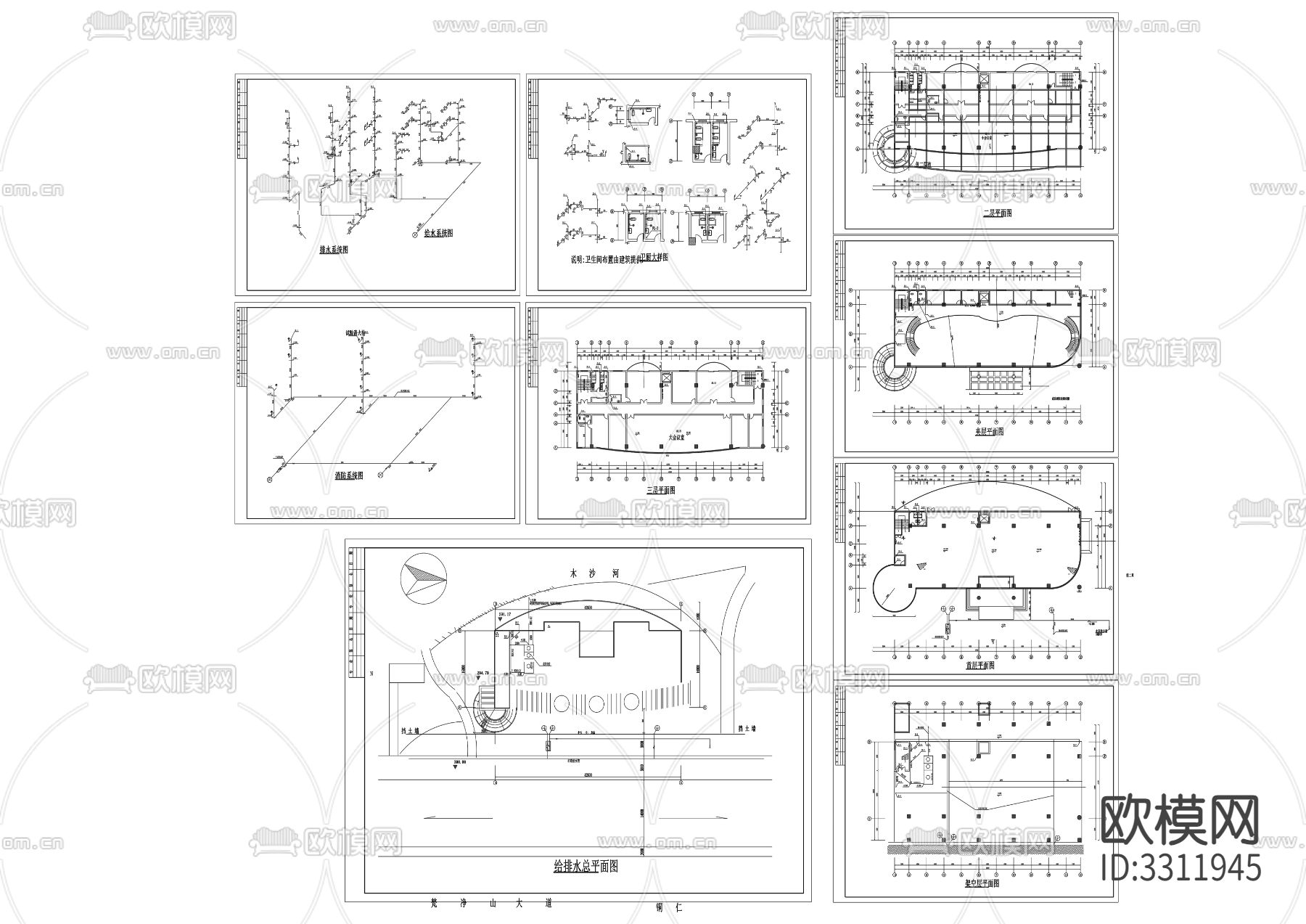 57汽展中心建筑cad立面图下载