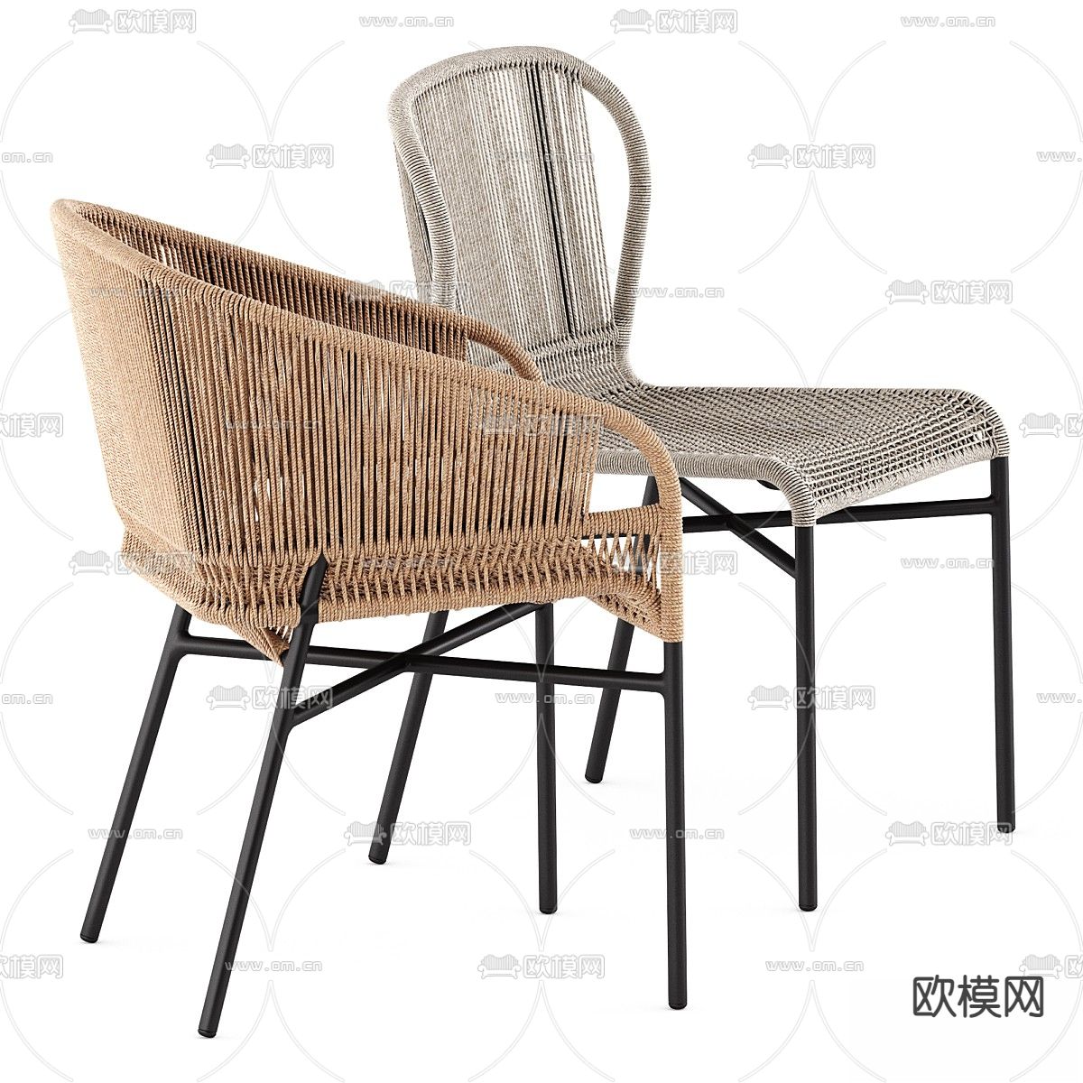 Varaschin户外桌椅 藤编椅3d模型下载（渲染图4）