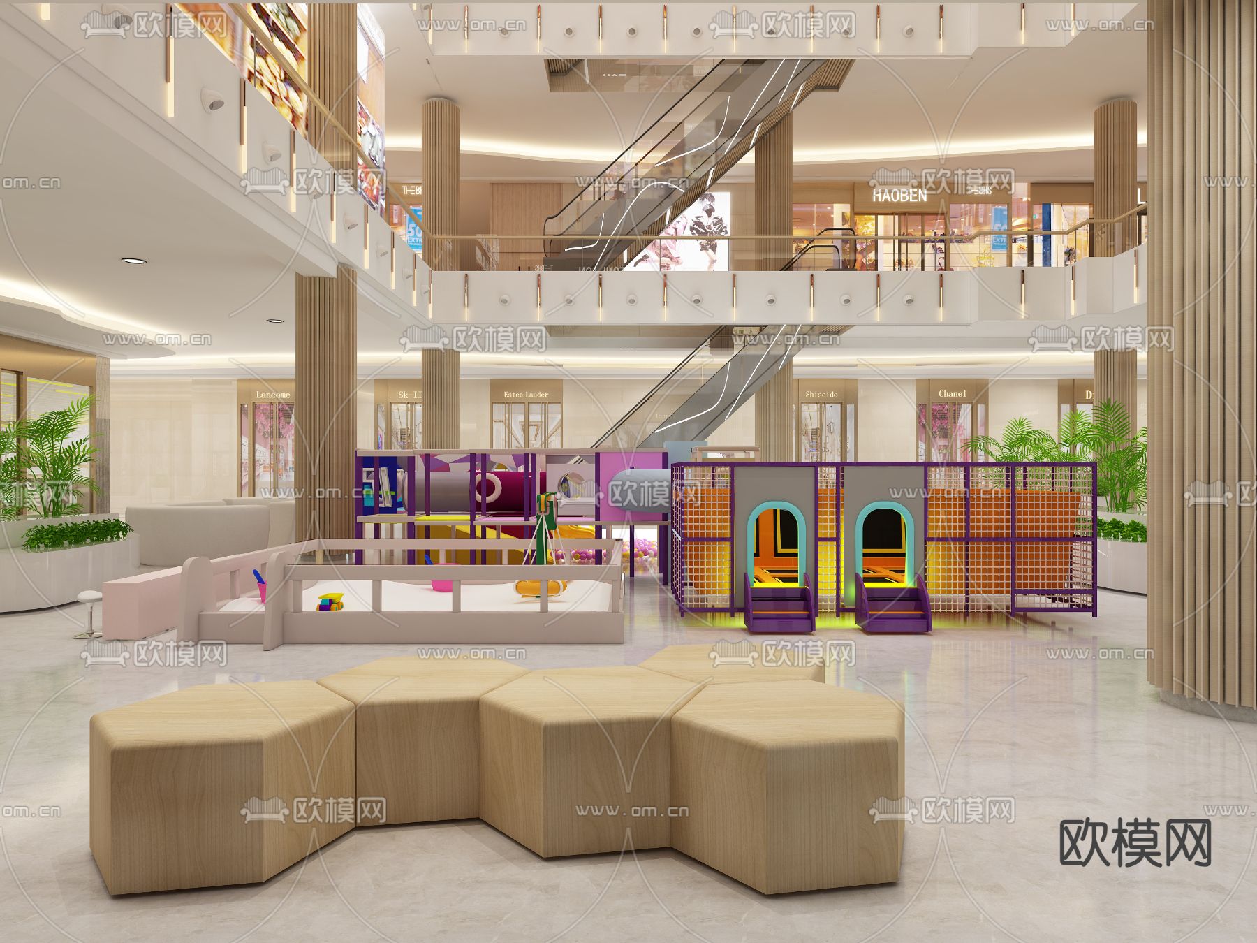 商场中庭 购物中心3d模型下载（渲染图1）