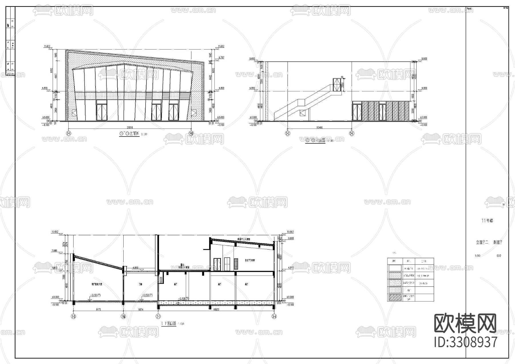 小区物业用房建筑cad平面图下载（渲染图8）