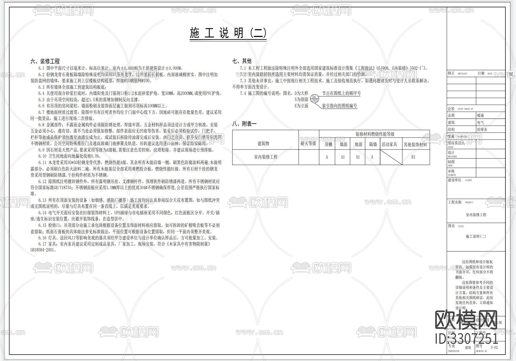综合建筑室内装修说明cad平面图下载（渲染图2）