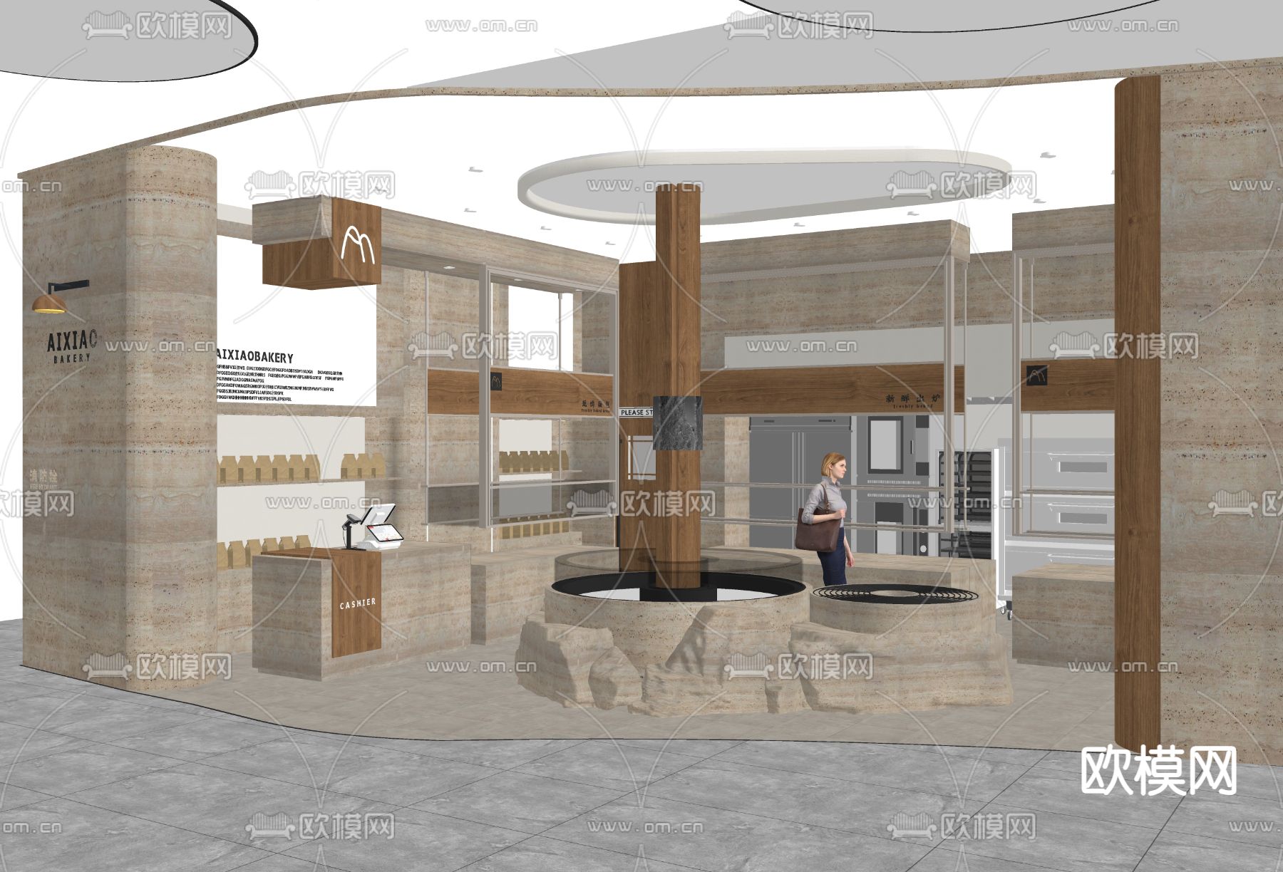 现代面包店 烘培店su模型下载（渲染图1）