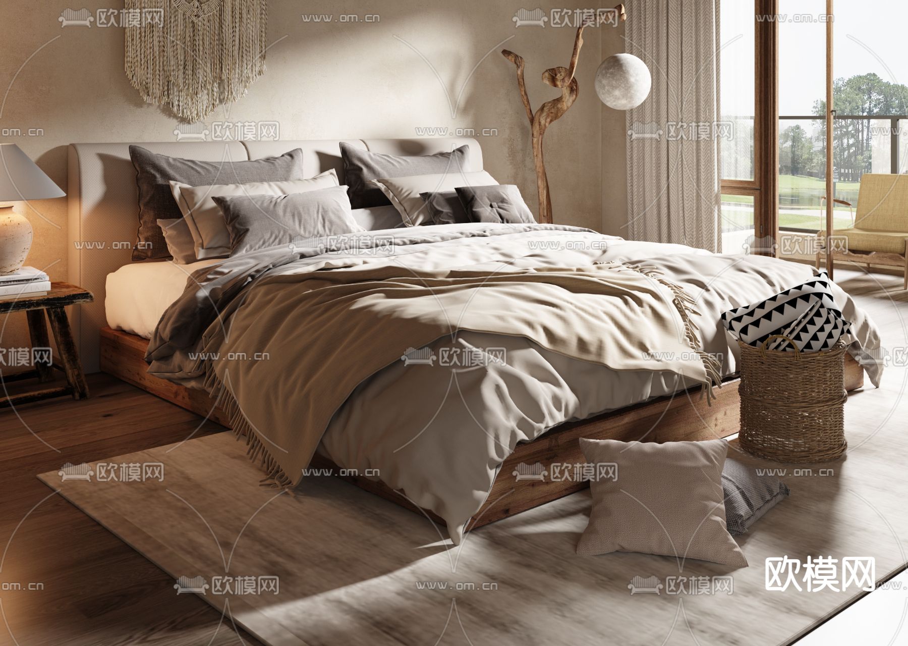 酒店民宿 客房3d模型下载（渲染图2）