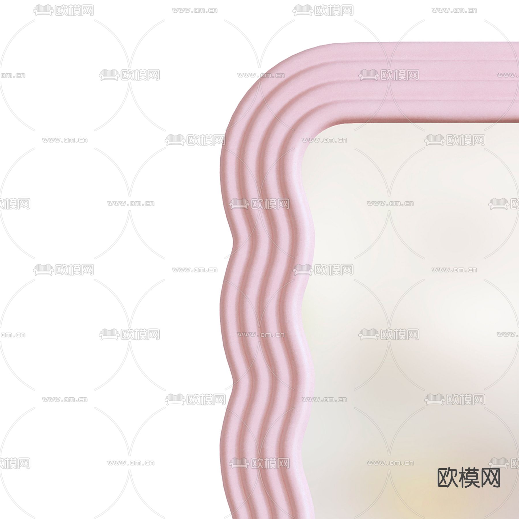 波浪镜子 全身镜 穿衣镜3d模型下载（渲染图2）