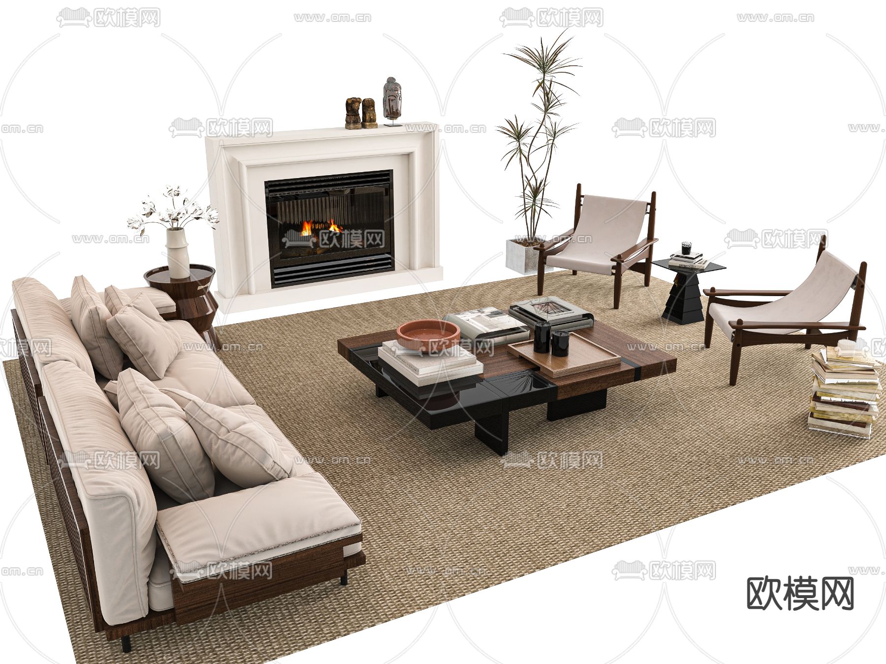 欧式沙发 组合沙发3d模型下载
