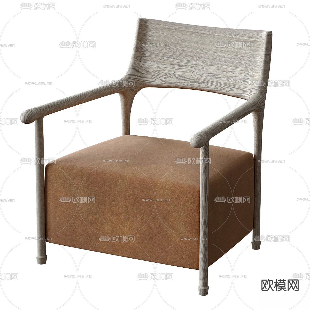 绒布沙发 单人沙发3d模型下载（渲染图2）