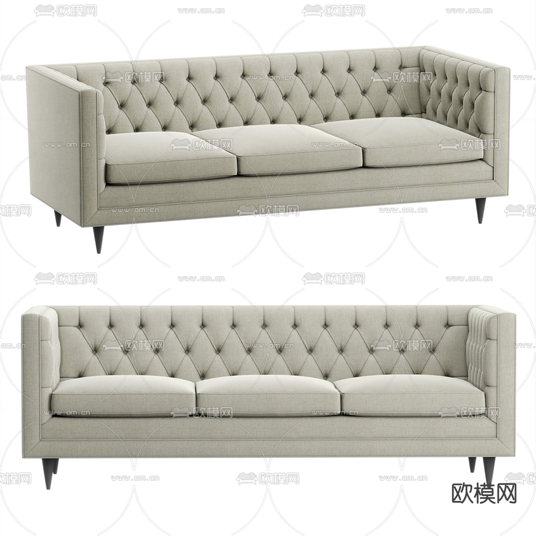 Stuart Scott 三人沙发3d模型下载（渲染图1）