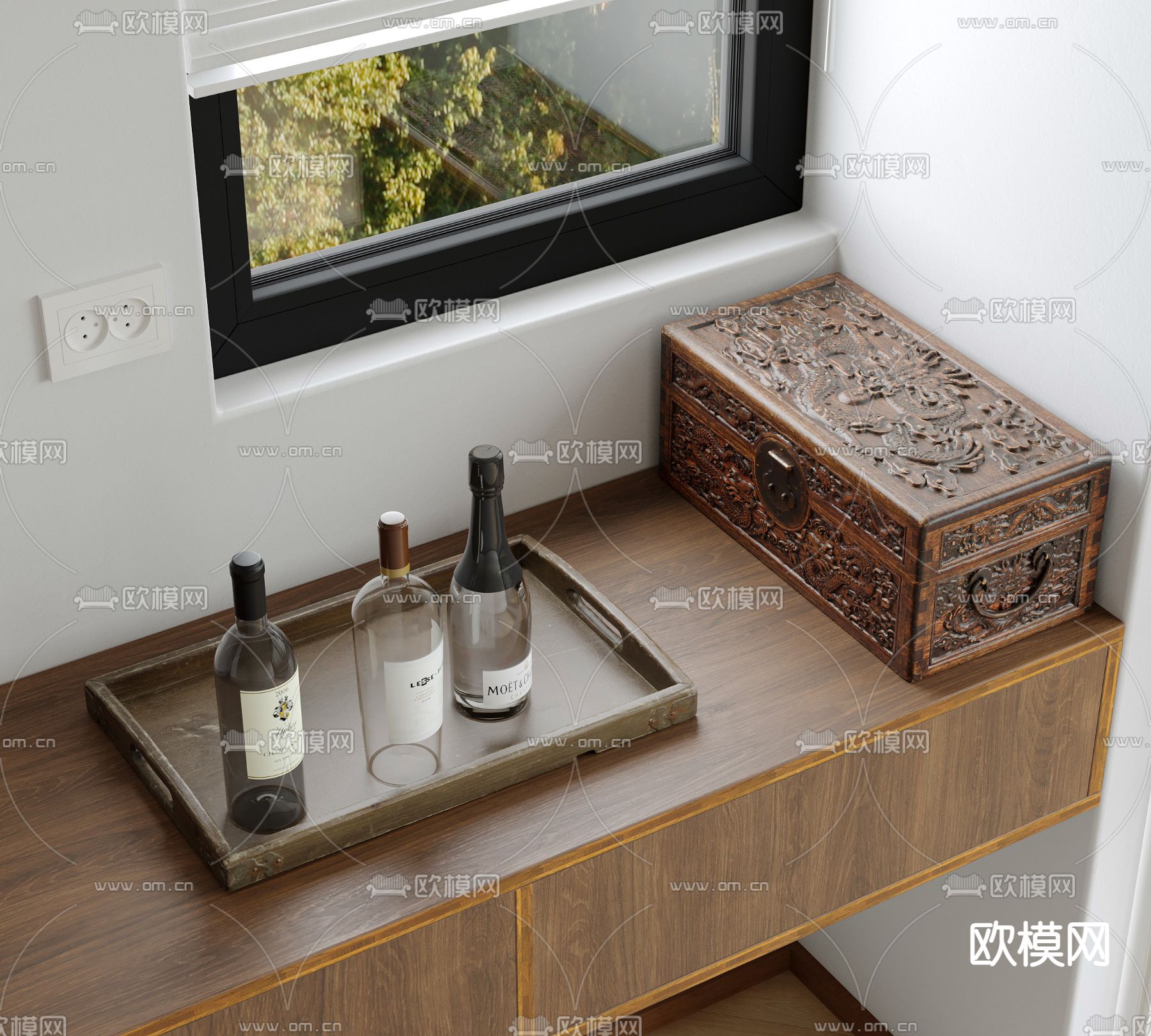 空酒瓶 古董盒3d模型下载