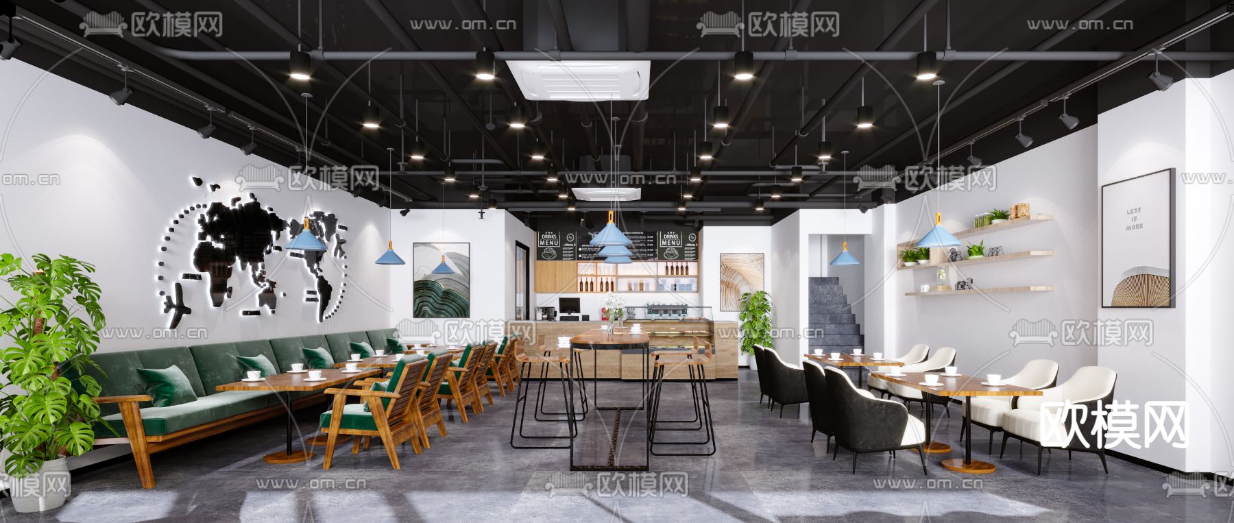 现代奶茶店 3d模型下载（渲染图1）