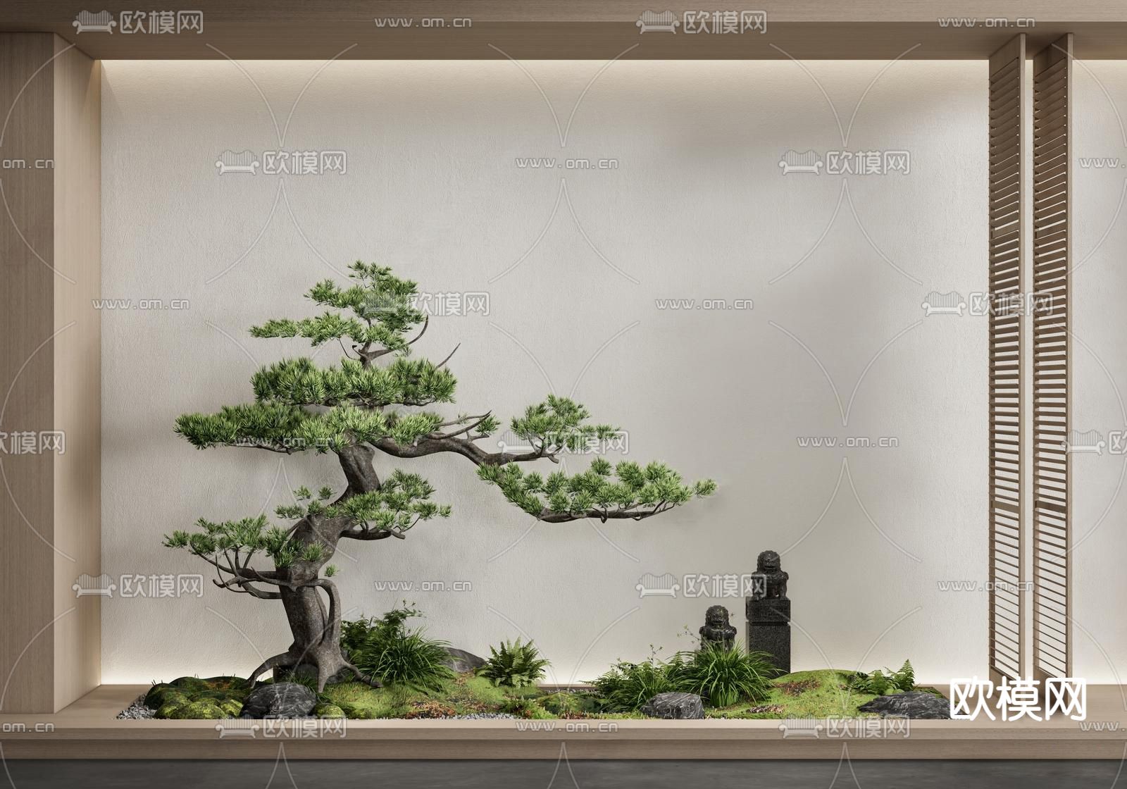 松树 植物堆 绿植小品3d模型下载