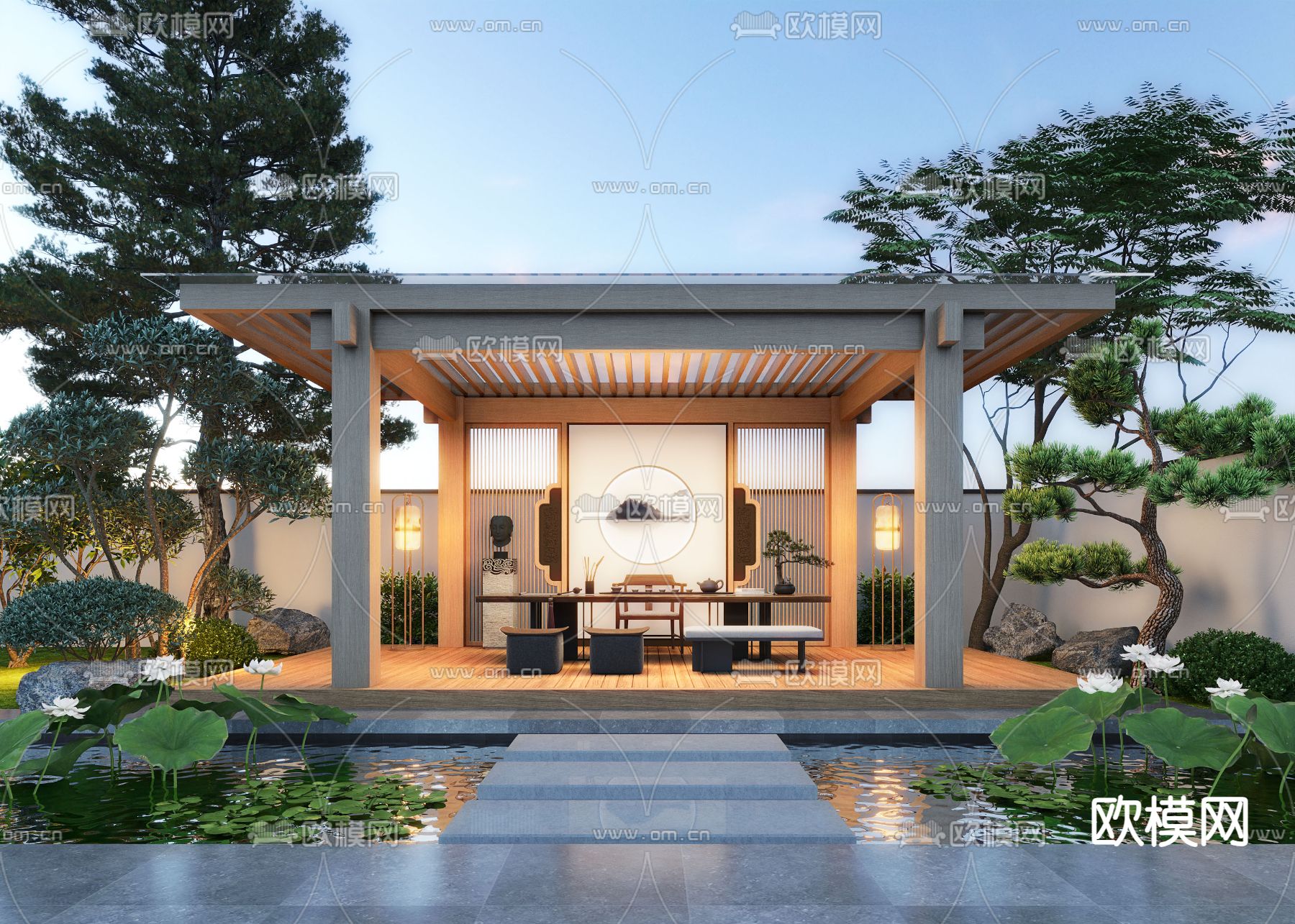 新中式亭子 凉亭3d模型下载