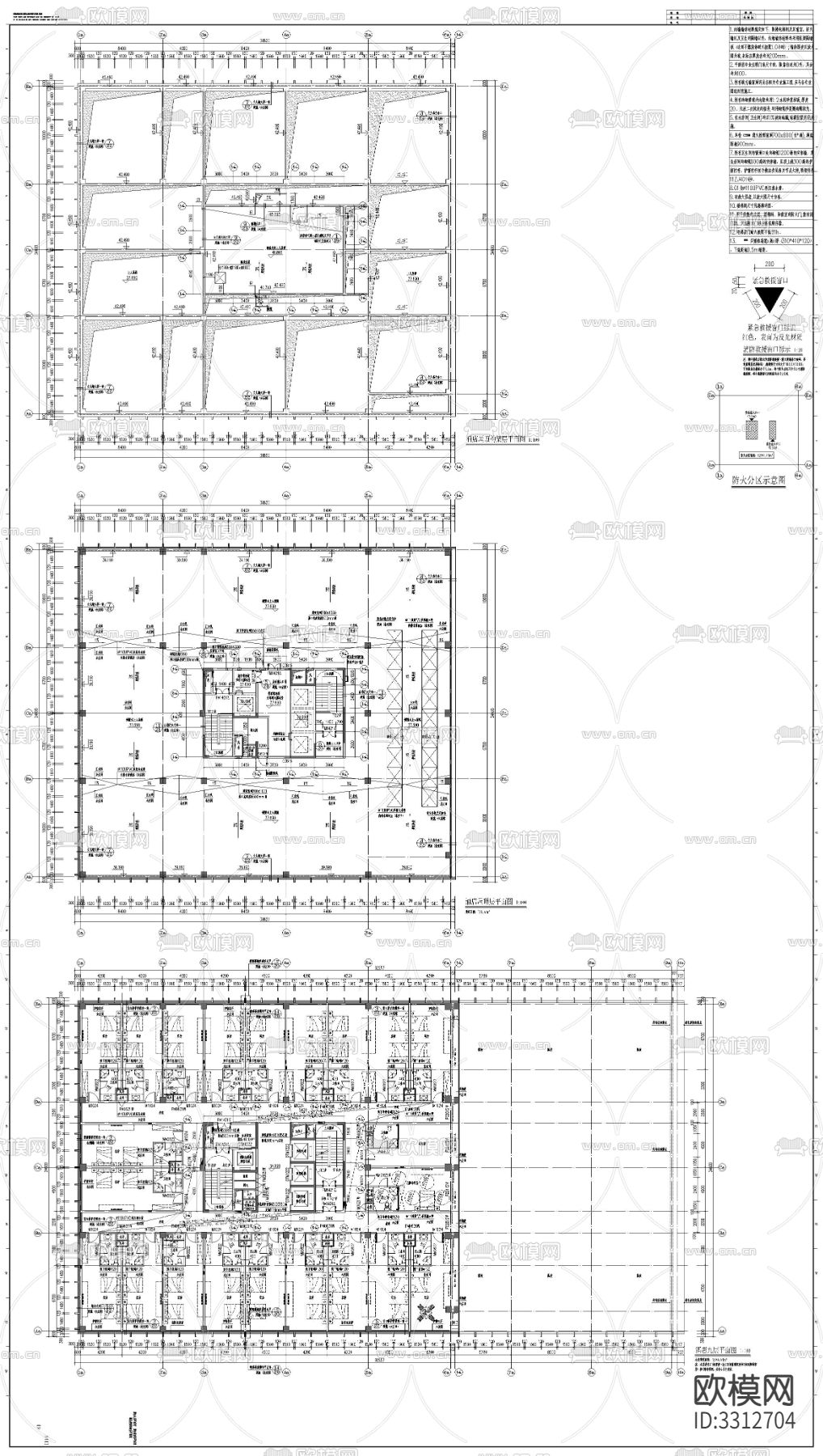 大型公建建筑cad平面图下载（渲染图7）