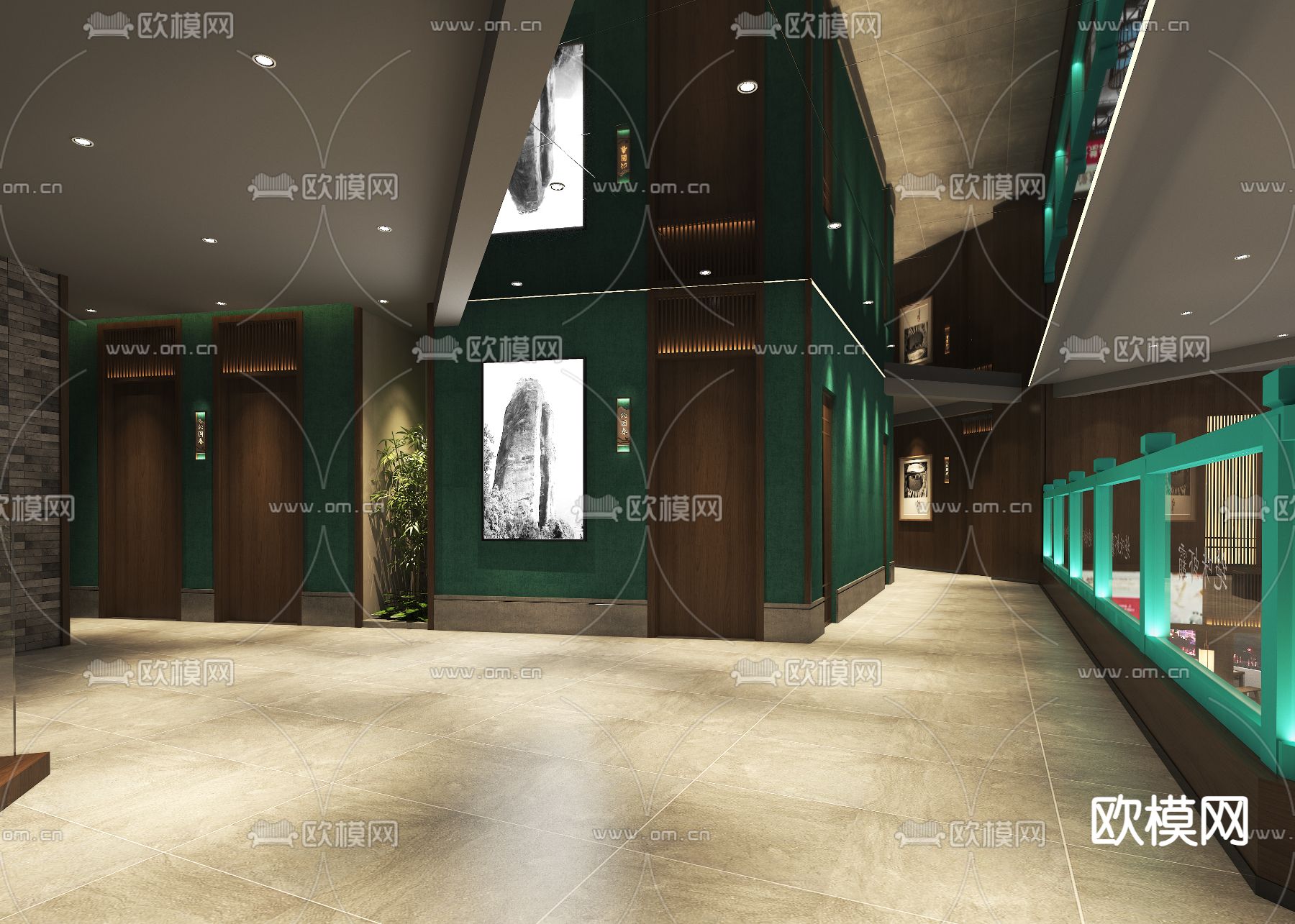 新中式茶餐厅3d模型下载（渲染图4）