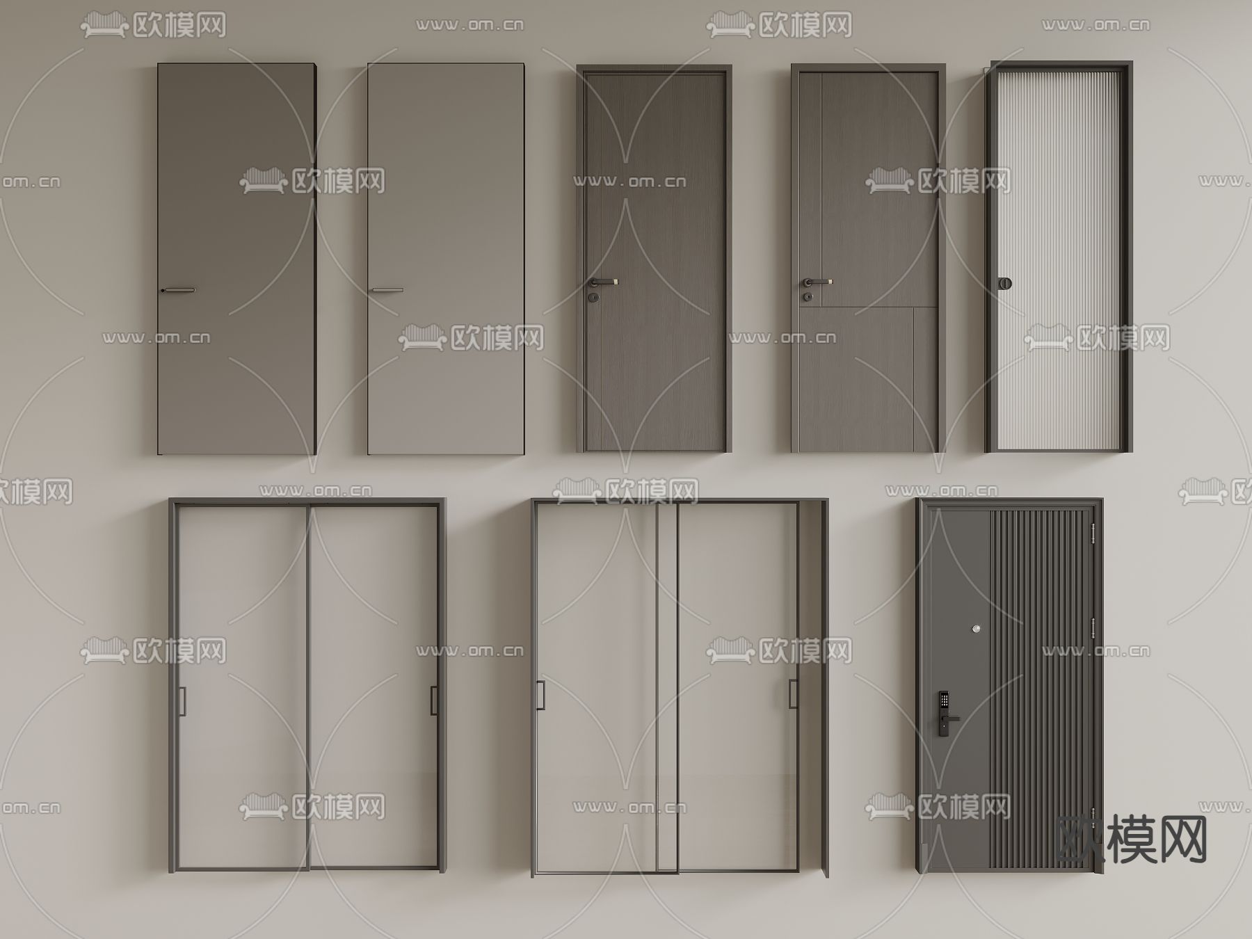 单开门 防盗门 推拉门 卧室门3d模型下载