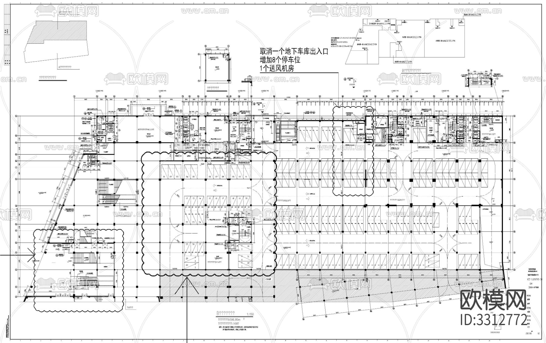 轨道交通城服务中心建筑cad平面图下载（渲染图9）