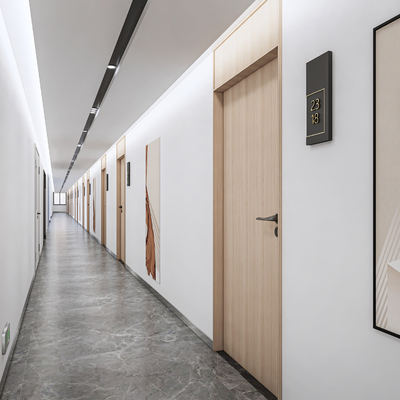  现代办公室过道 走廊su模型 