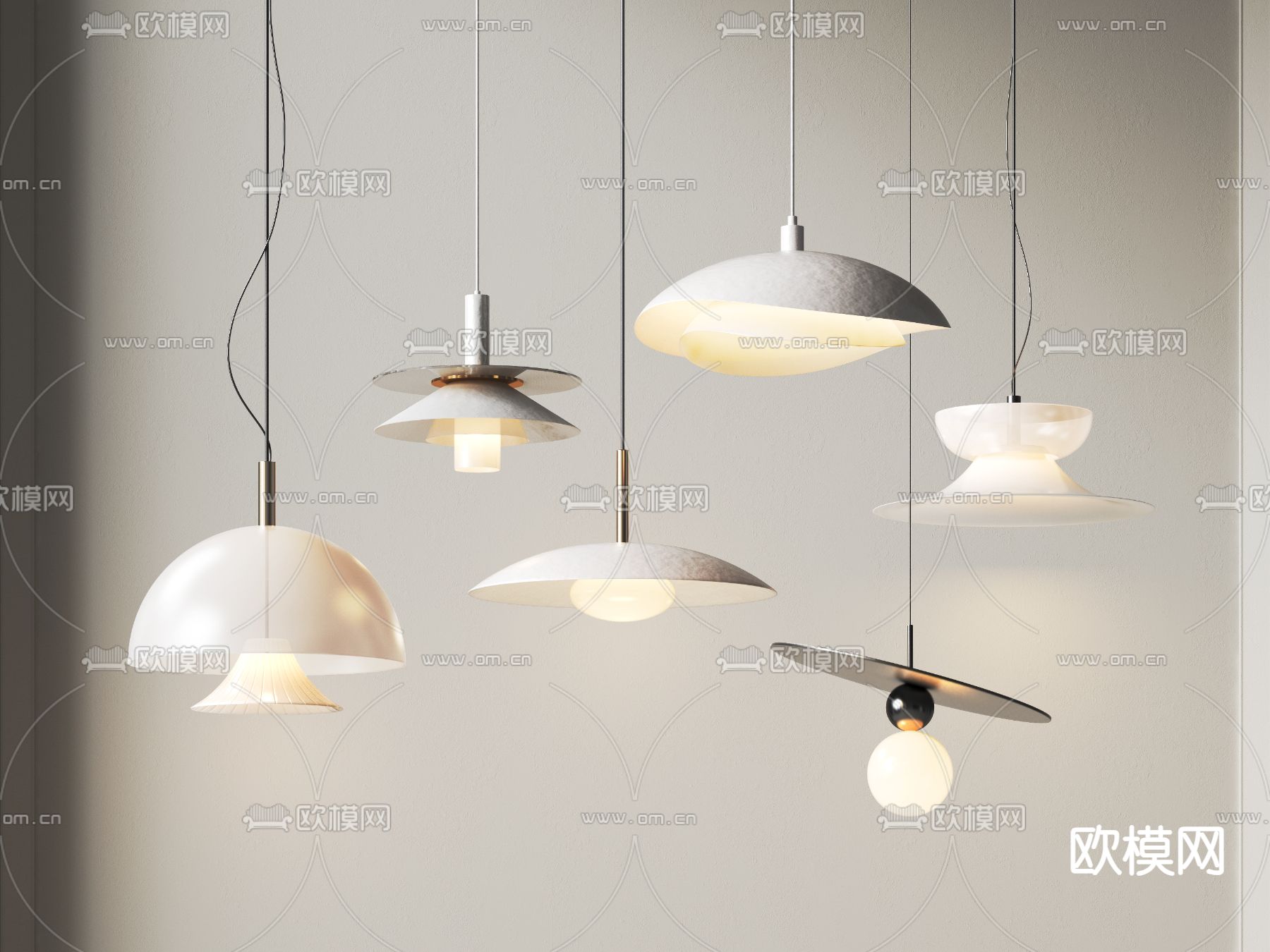 奶油风吊灯 艺术吊灯3d模型下载