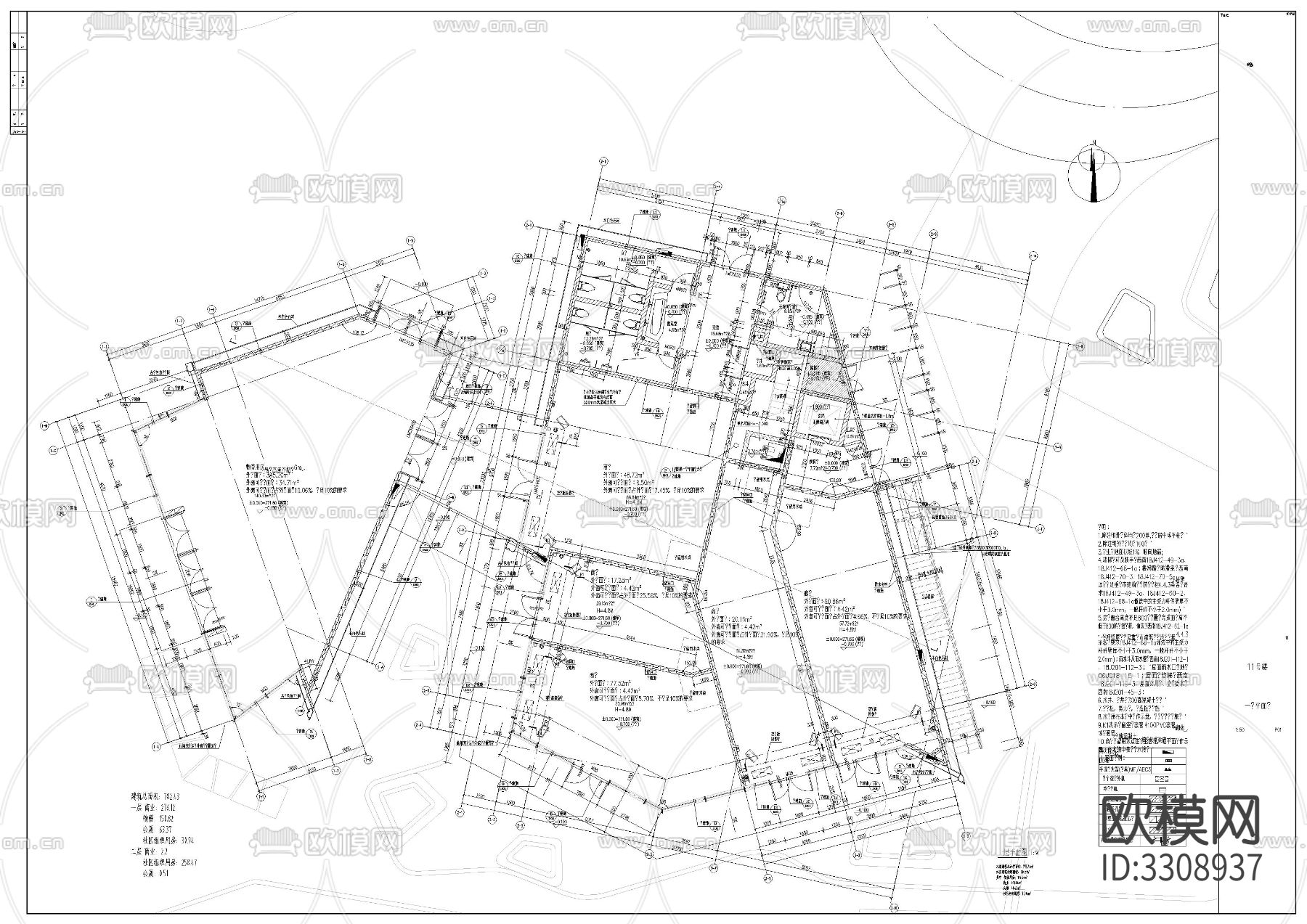 小区物业用房建筑cad平面图下载（渲染图4）