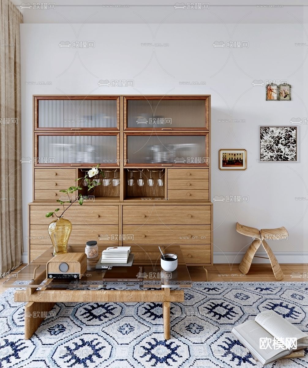 侘寂酒柜 餐边柜3d模型下载