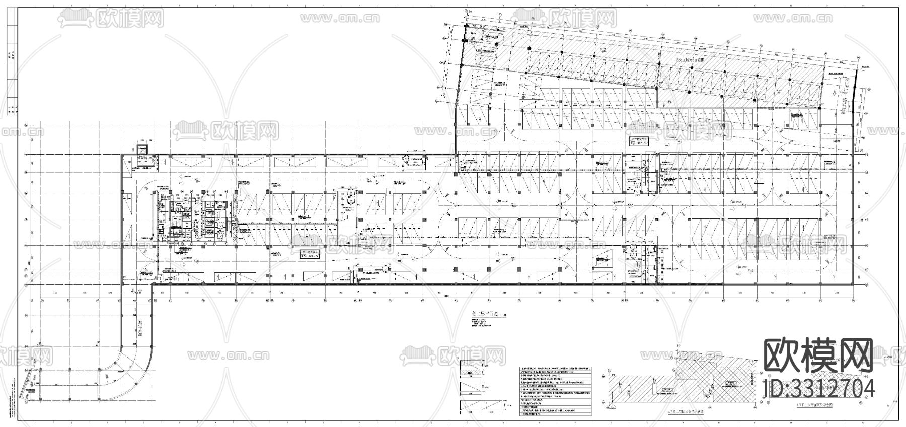 大型公建建筑cad平面图下载（渲染图1）