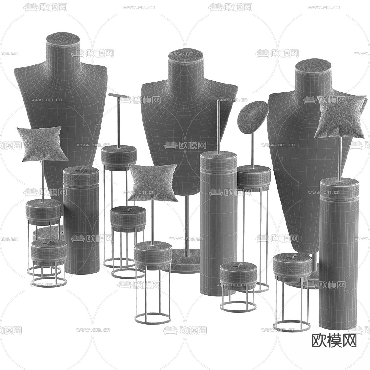 珠宝展示扇 珠宝展示架3d模型下载（渲染图2）