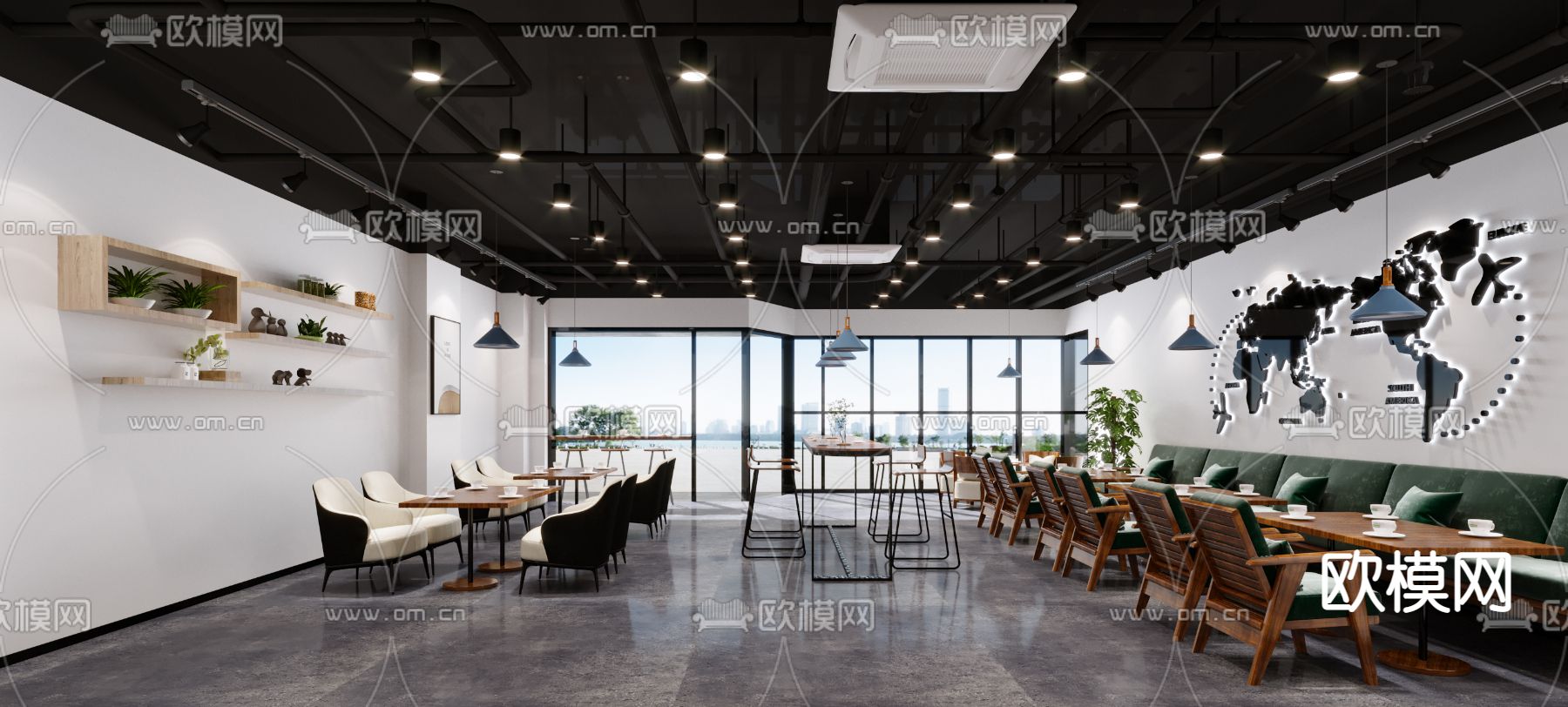 现代奶茶店 3d模型下载（渲染图2）