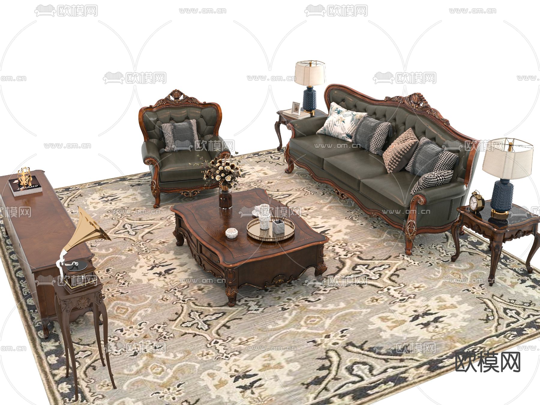欧式沙发组合3d模型下载
